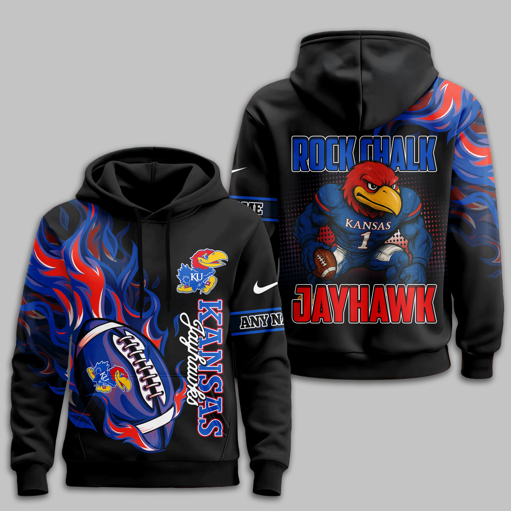 Kansas Jayhawks | Premium NCAA Victory Flame Personalized Hoodie TTH2105116