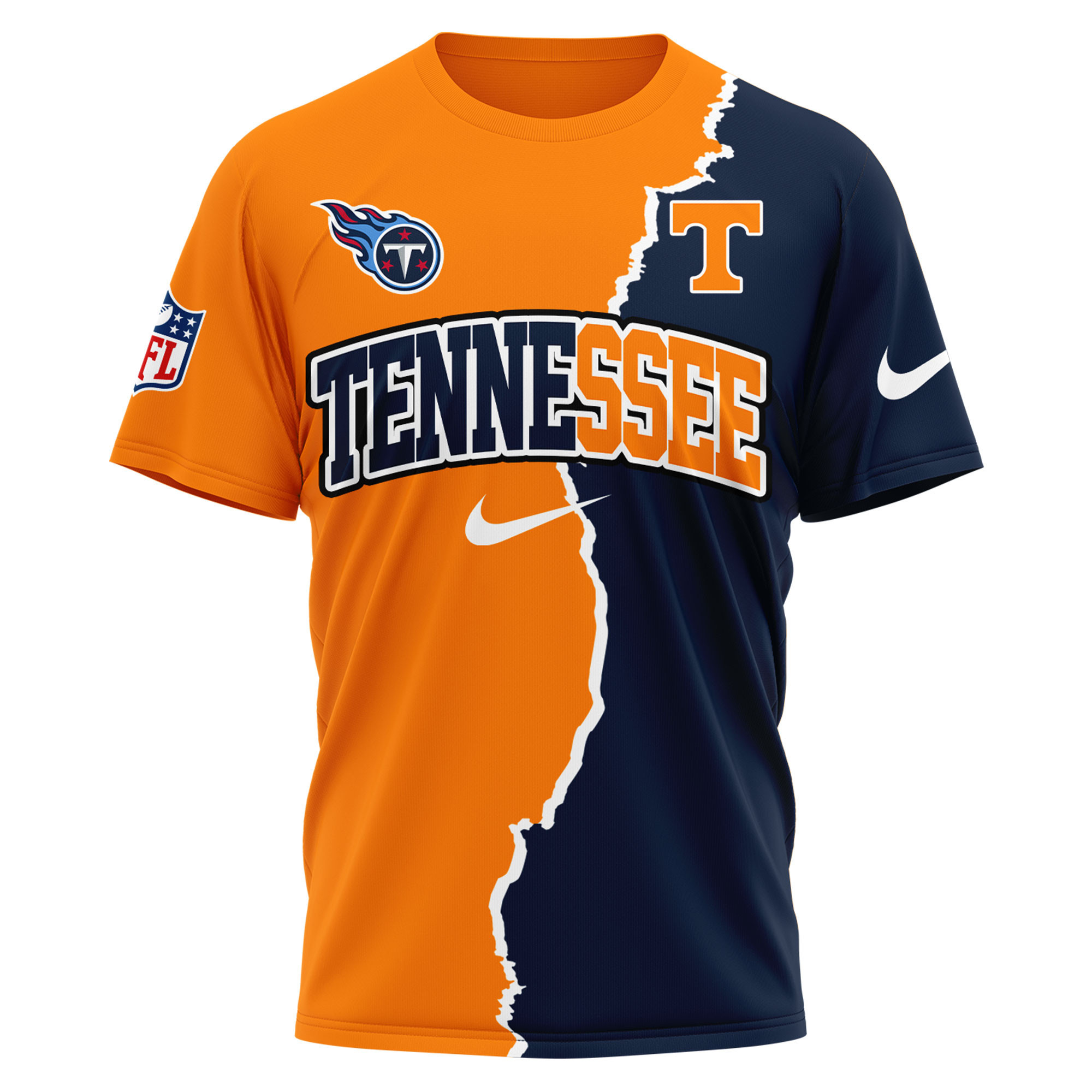 Tennessee Titans x Tennessee Volunteers | Premium NFL Team x NCAA Team Fusion 3D Shirt TTH2105192