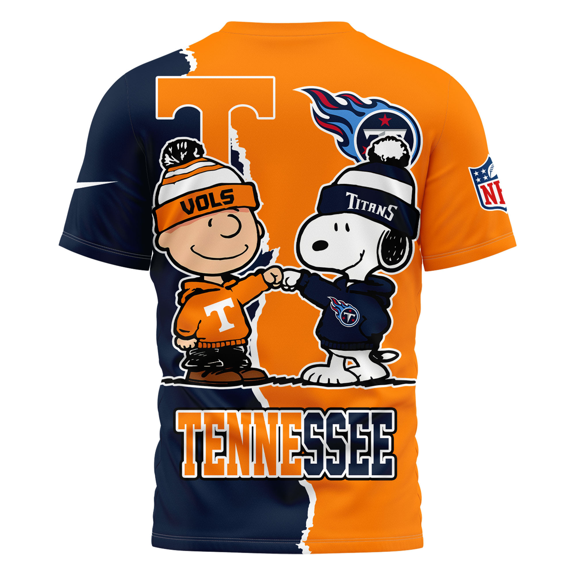 Tennessee Titans x Tennessee Volunteers | Premium NFL Team x NCAA Team Fusion 3D Shirt TTH2105192 - Image 2