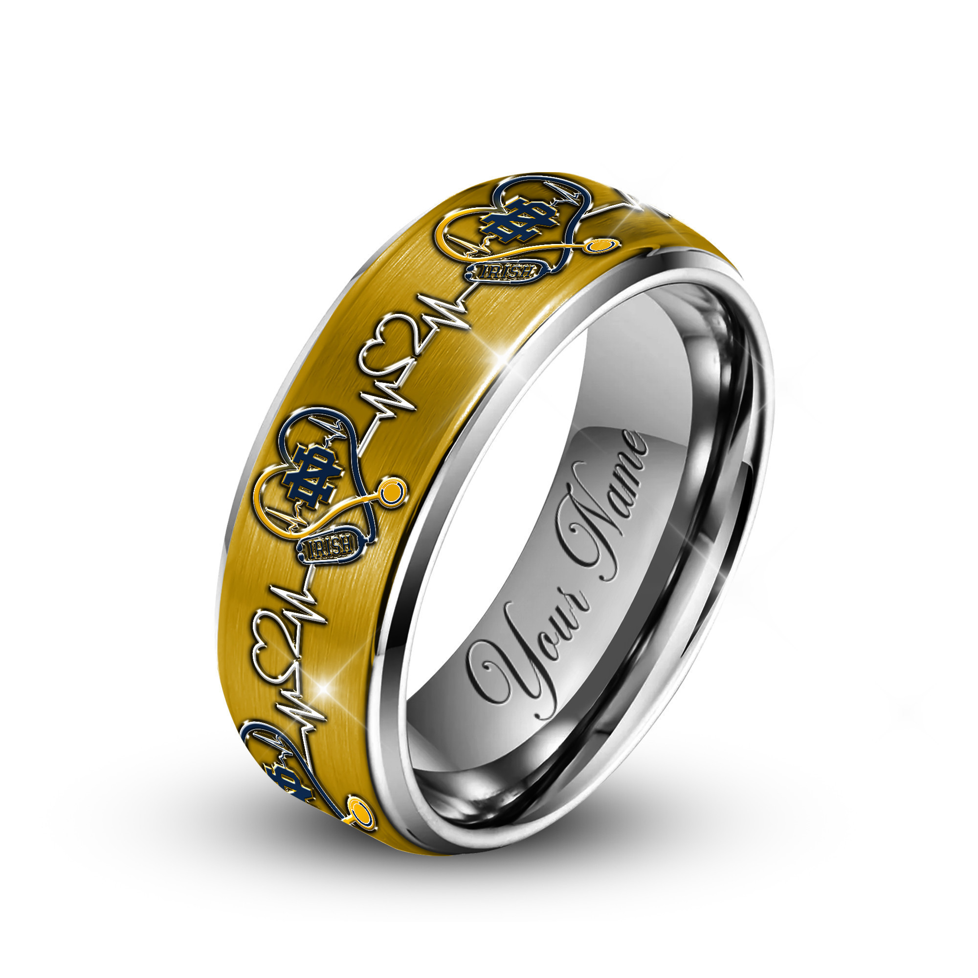Notre Dame Fighting Irish | Premium Silver Tungsten Nurse Ring – Perfect Gift For Fan TTH2105114 - Image 2
