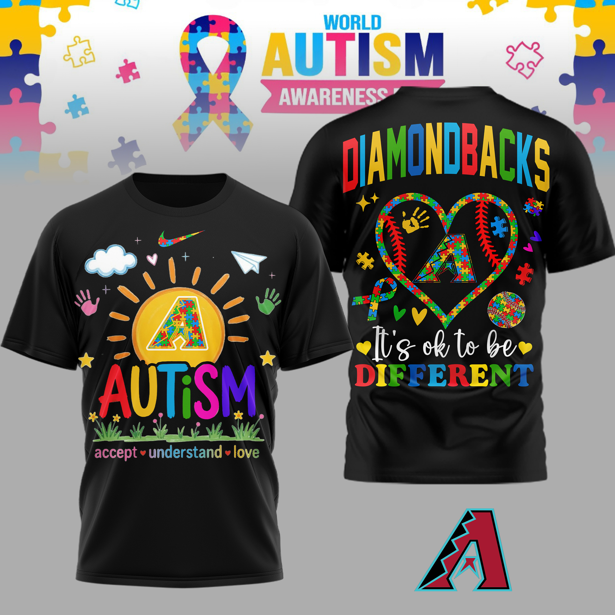 Arizona Diamondbacks | Premium MLB Autism Acceptance 3D Shirt TTH2105151