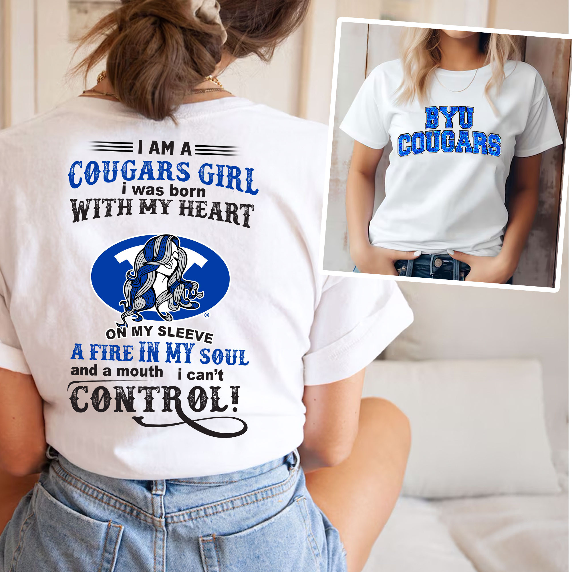 BYU Cougars | Premium NCAA Girl Fan 3D Shirt TTH2105211 - Image 2