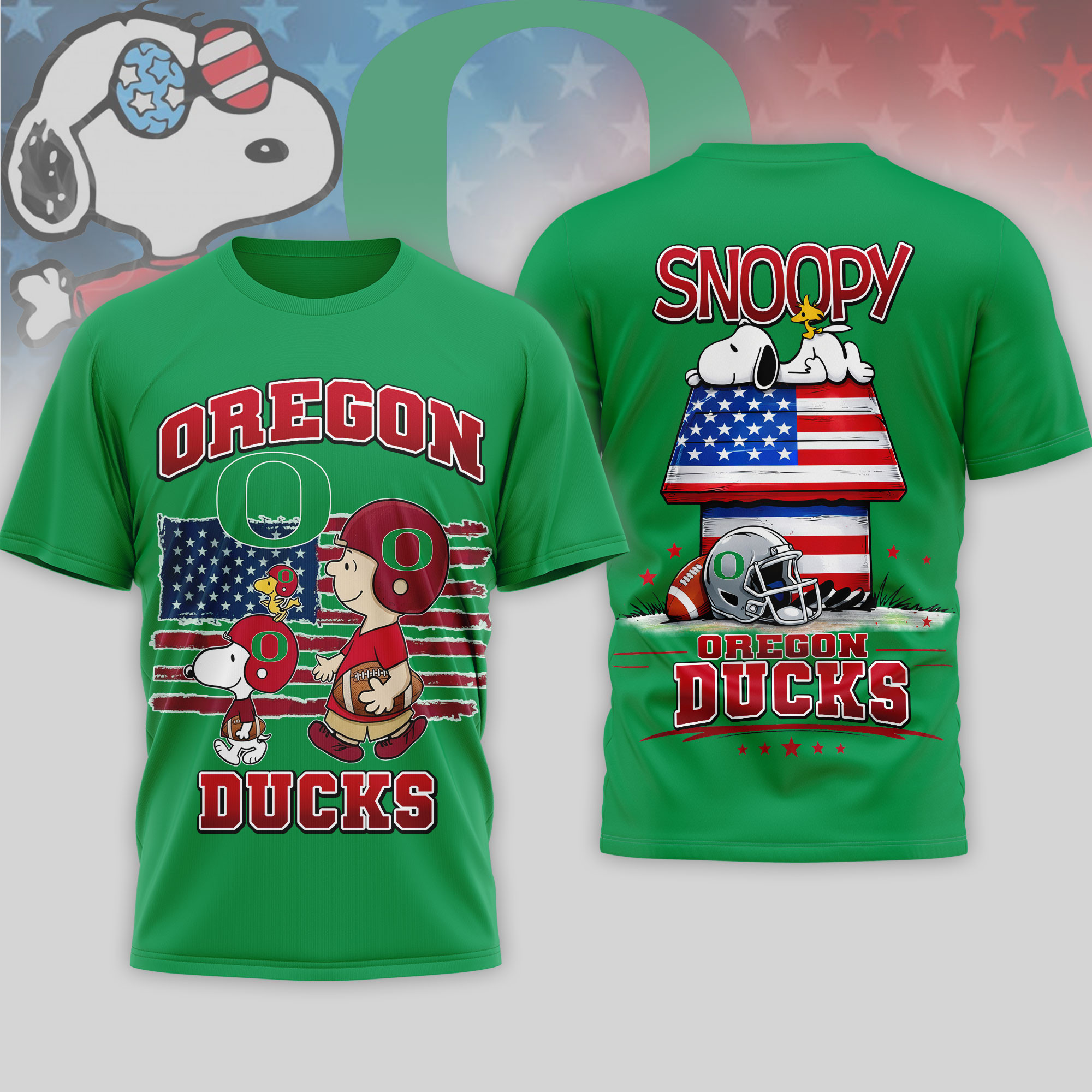 Oregon Ducks | Premium NCAA America 250 with Snoopy 3D Shirt TTH2105126 - Image 4