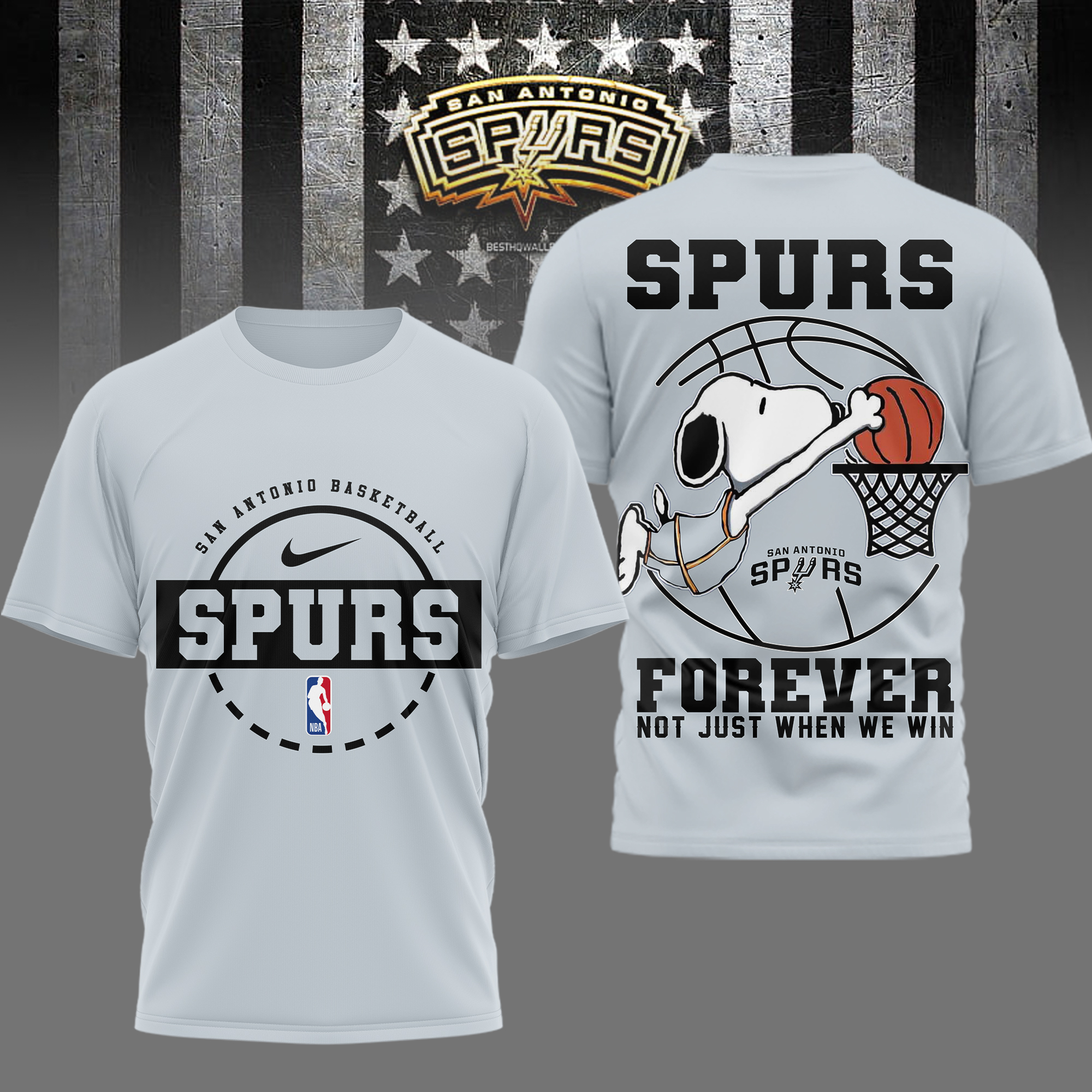 San Antonio Spurs | Premium NBA Snoopy Forever Loyal 3D Shirt TTH2105113 - Image 2