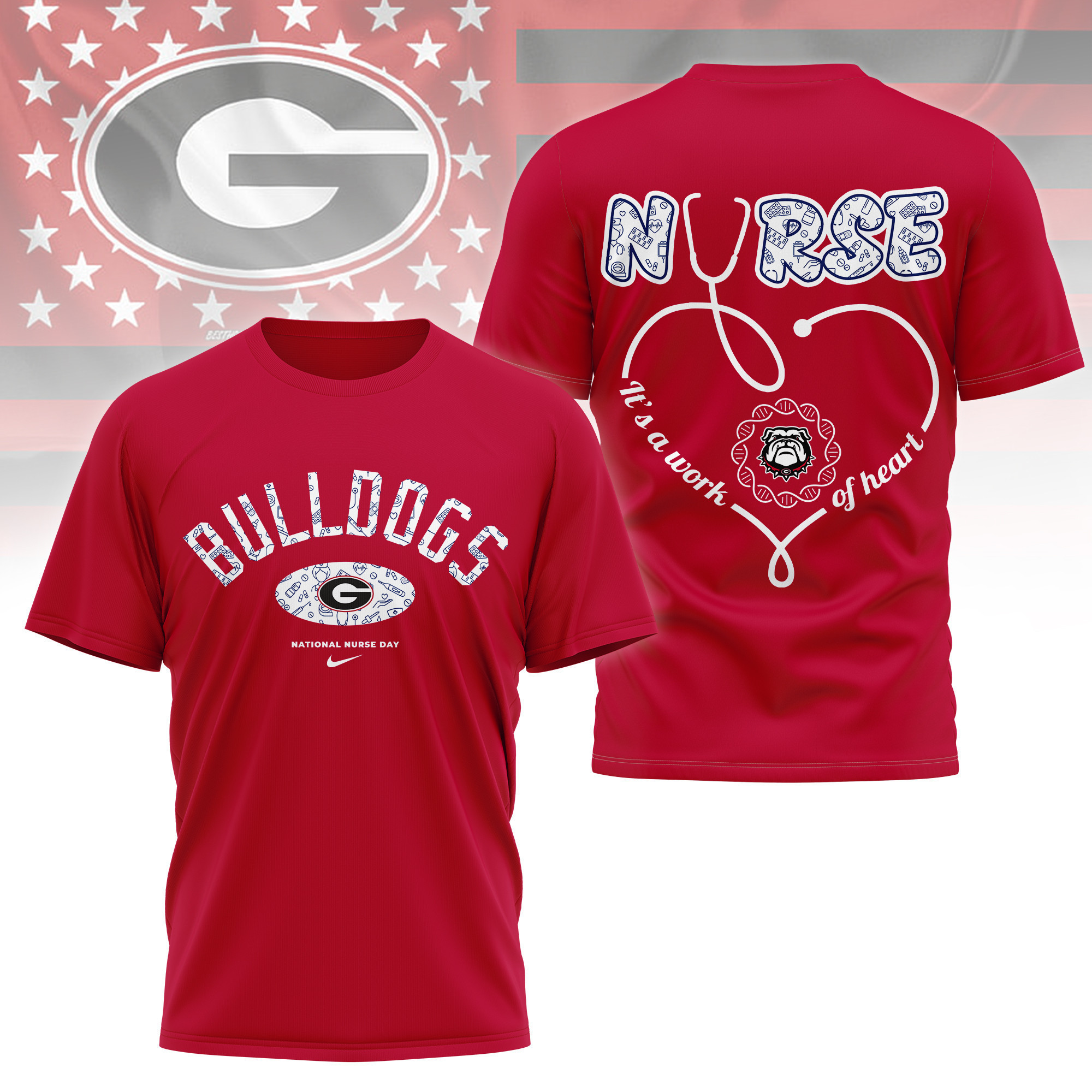 Georgia Bulldogs | Premium Nurse Appreciation Day 3D Shirt TTH2105135 - Image 2