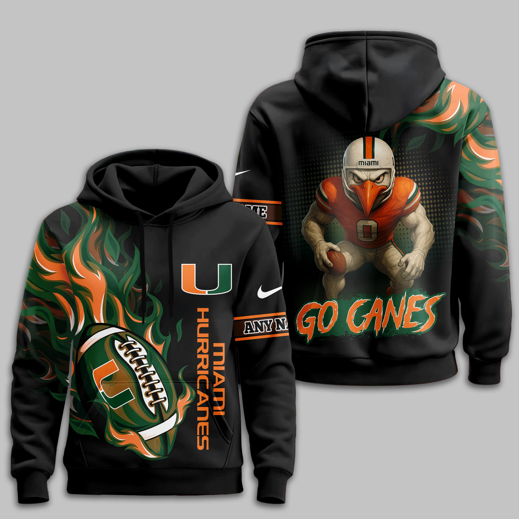 Miami Hurricanes | Premium NCAA Victory Flame Personalized Hoodie TTH2105116