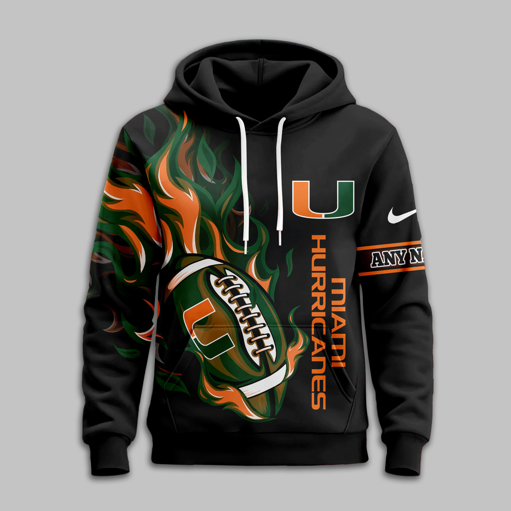 Miami Hurricanes | Premium NCAA Victory Flame Personalized Hoodie TTH2105116 - Image 2
