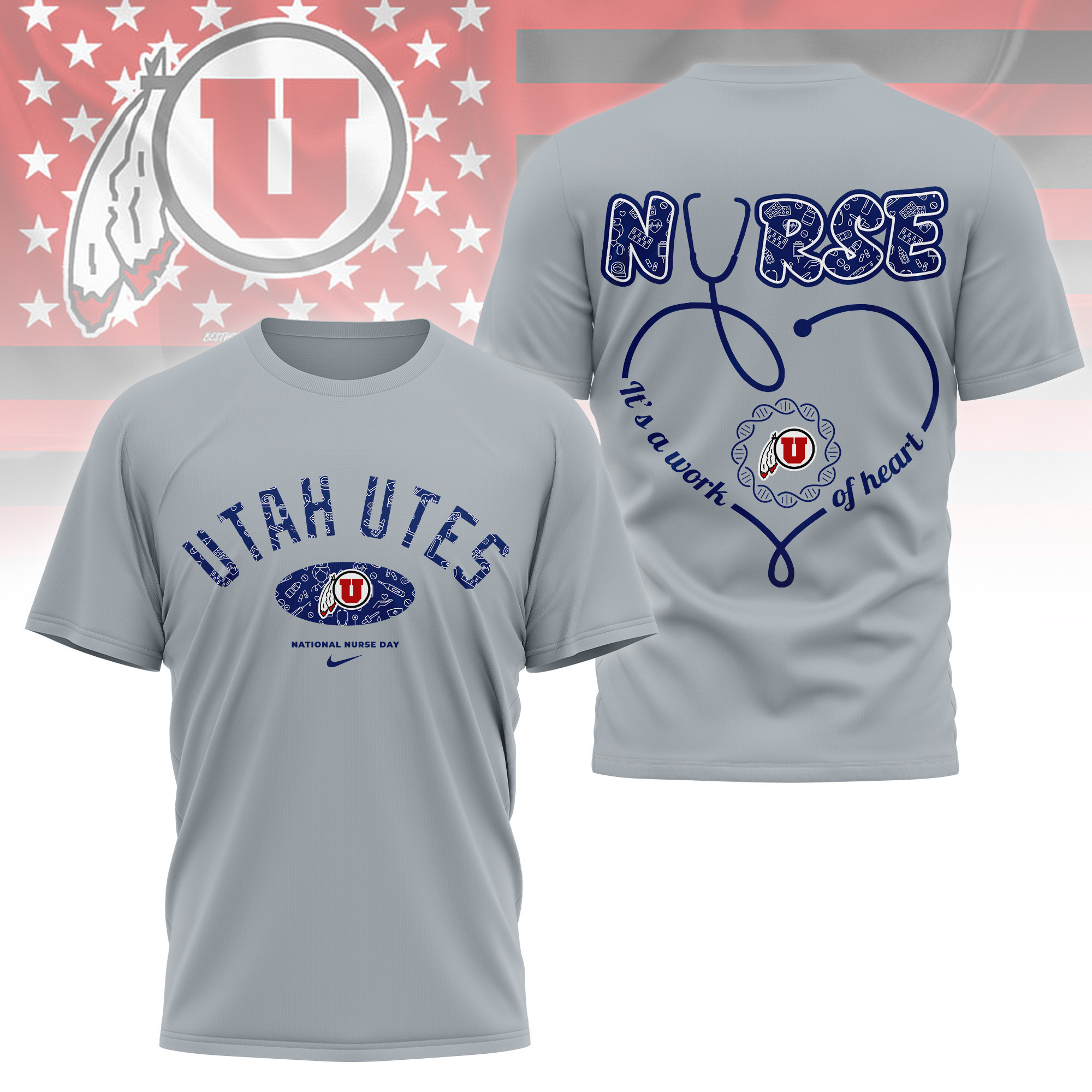 Utah Utes | Premium Nurse Appreciation Day 3D Shirt TTH2105135 - Image 2