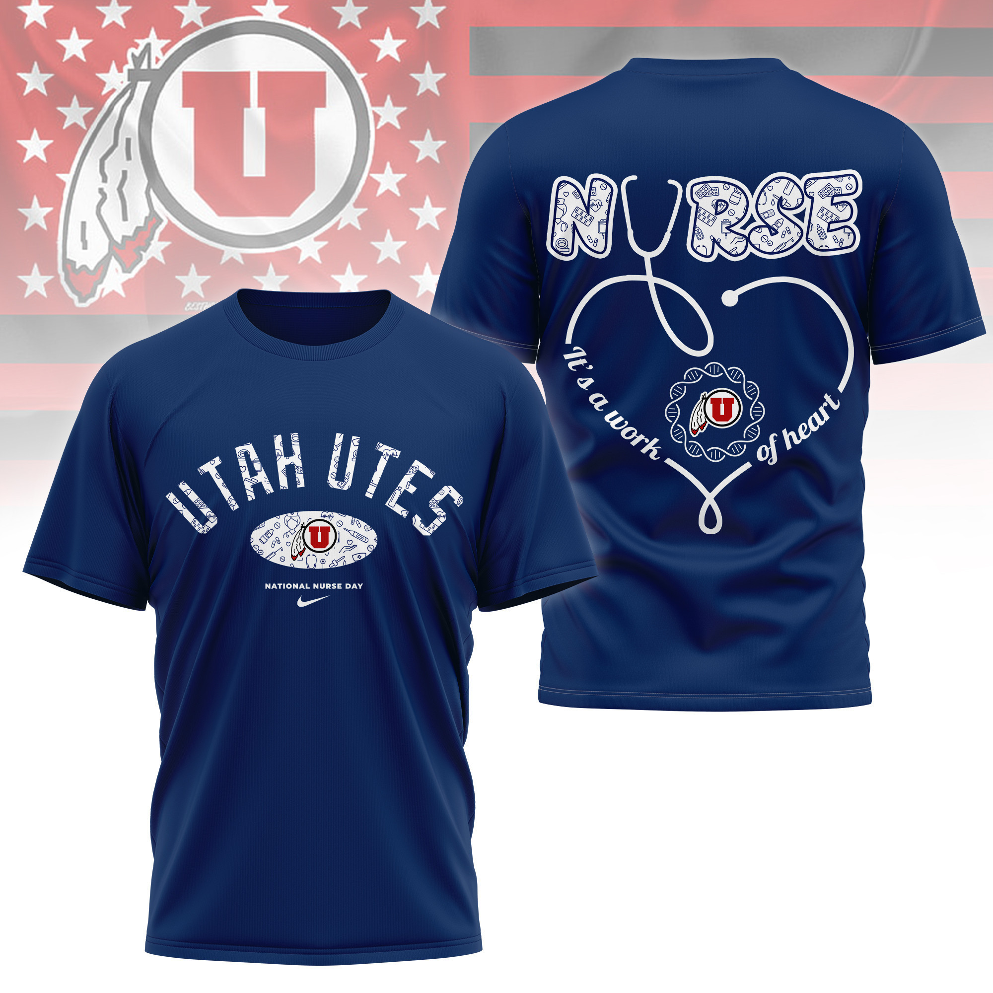 Utah Utes | Premium Nurse Appreciation Day 3D Shirt TTH2105135 - Image 4