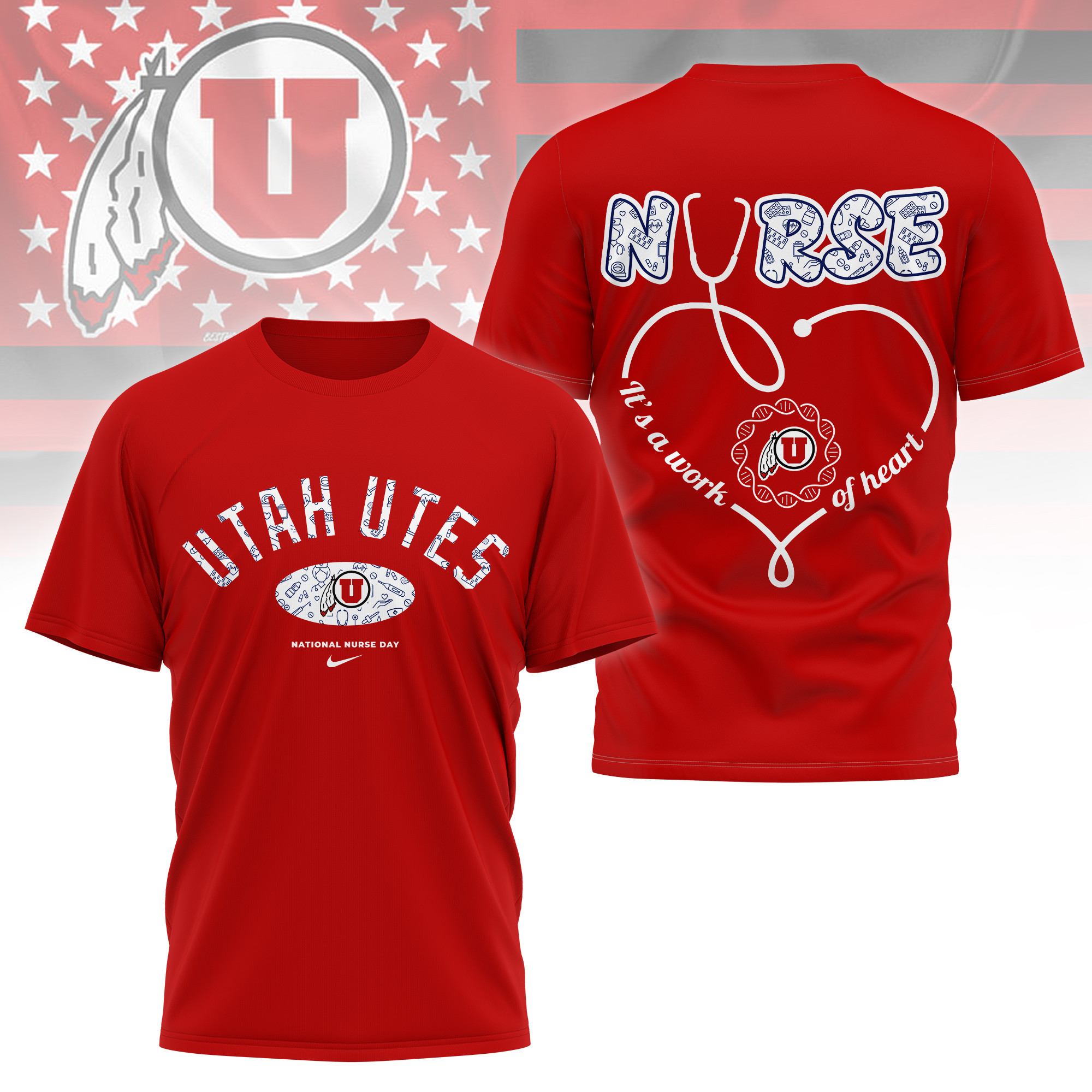 Utah Utes | Premium Nurse Appreciation Day 3D Shirt TTH2105135 - Image 3