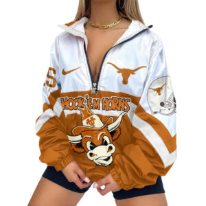 Texas Longhorns | Premium Women’s Printed V-Neck Zipper Sweatshirt Jackets TTH2105117