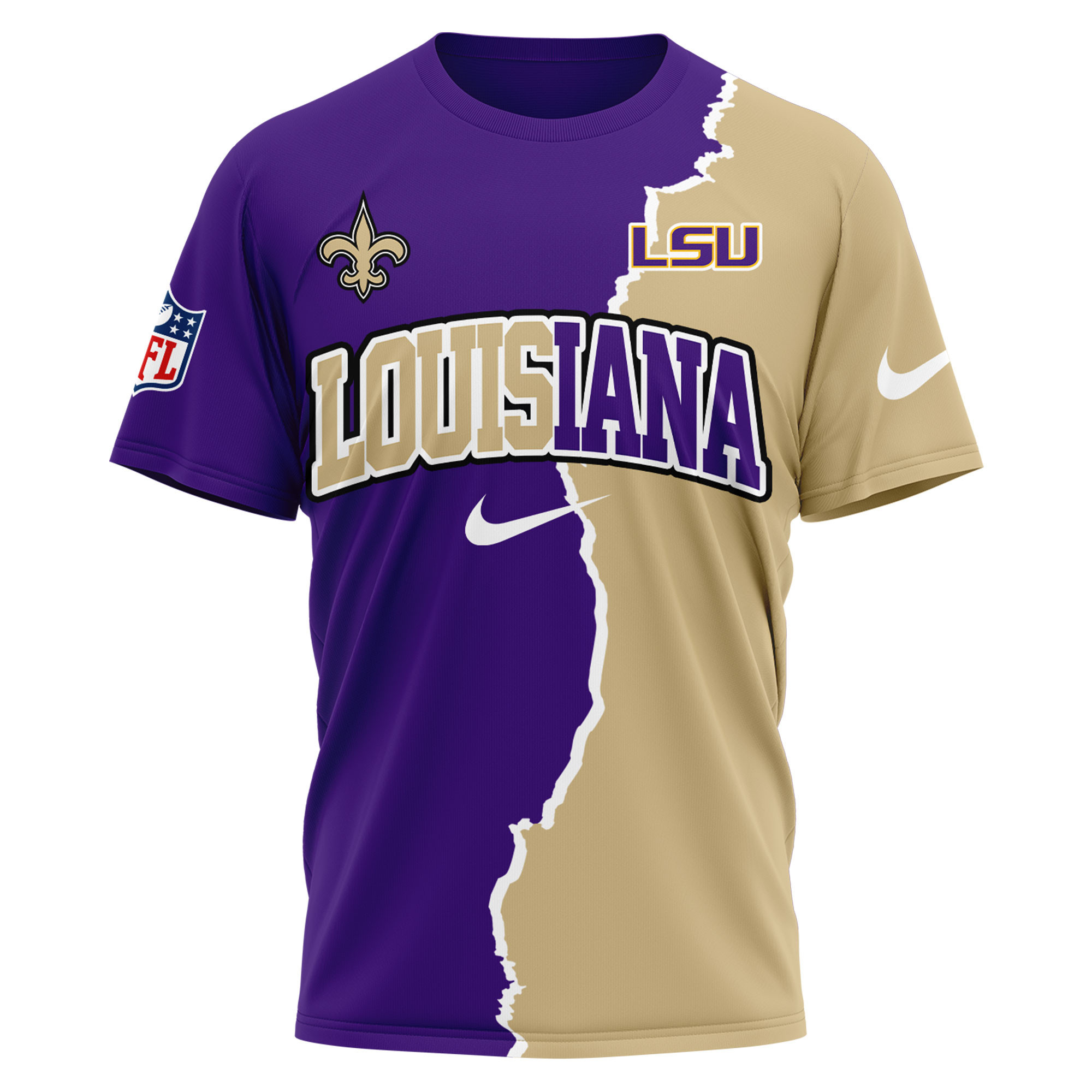 New Orleans Saints x LSU Tigers | Premium NFL Team x NCAA Team Fusion 3D Shirt TTH2105192