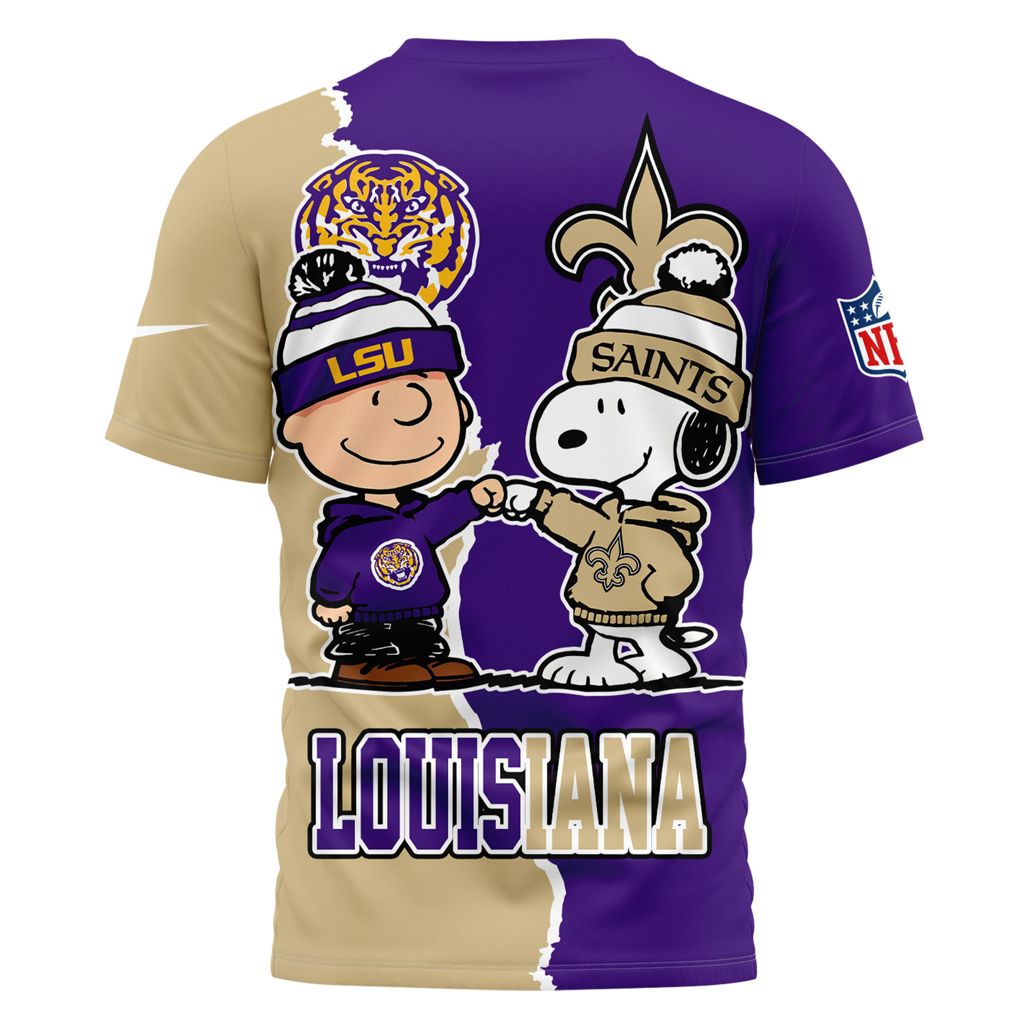 New Orleans Saints x LSU Tigers | Premium NFL Team x NCAA Team Fusion 3D Shirt TTH2105192 - Image 2