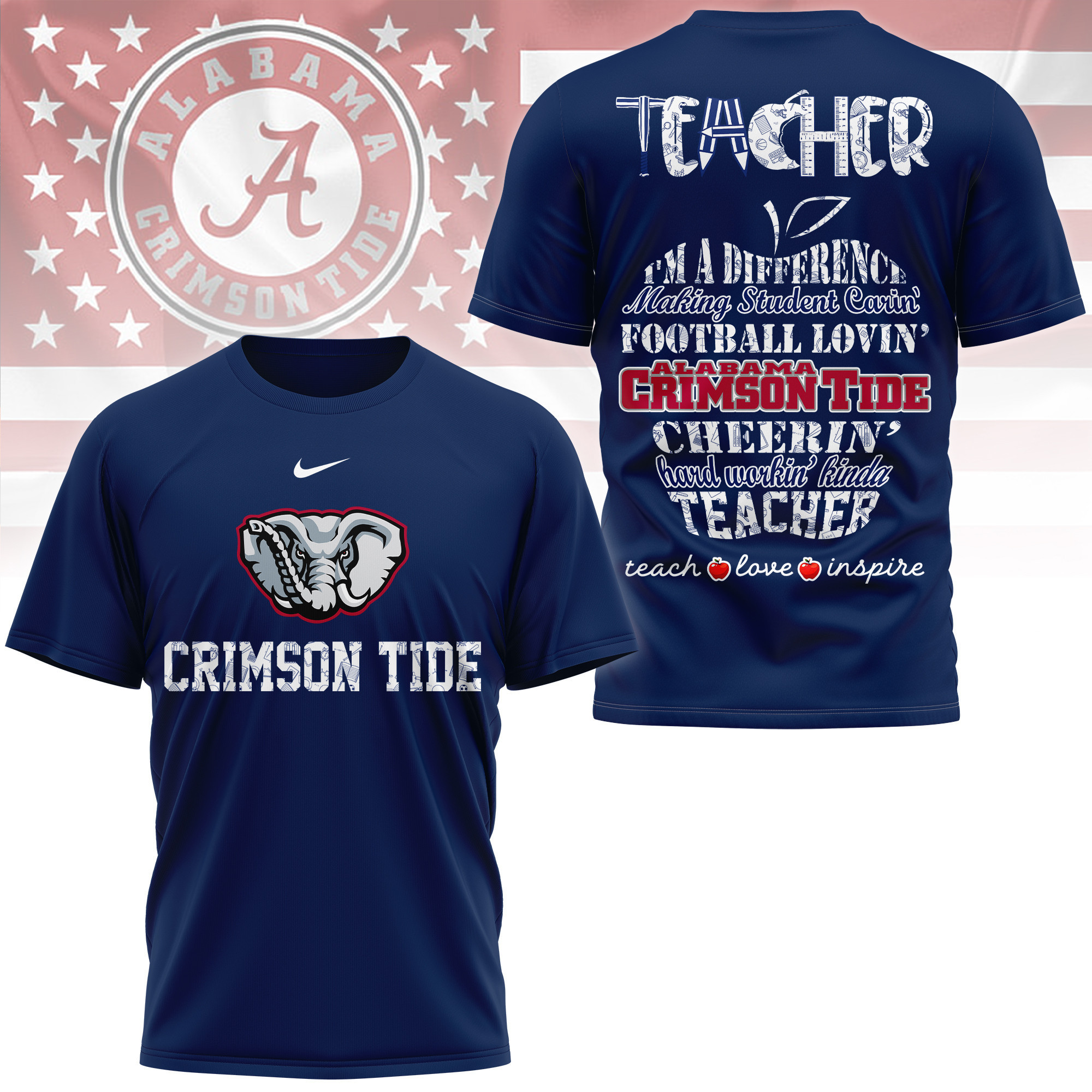 Alabama Crimson Tide | Premium Teacher Pride 3D Shirt TTH2105261 - Image 4