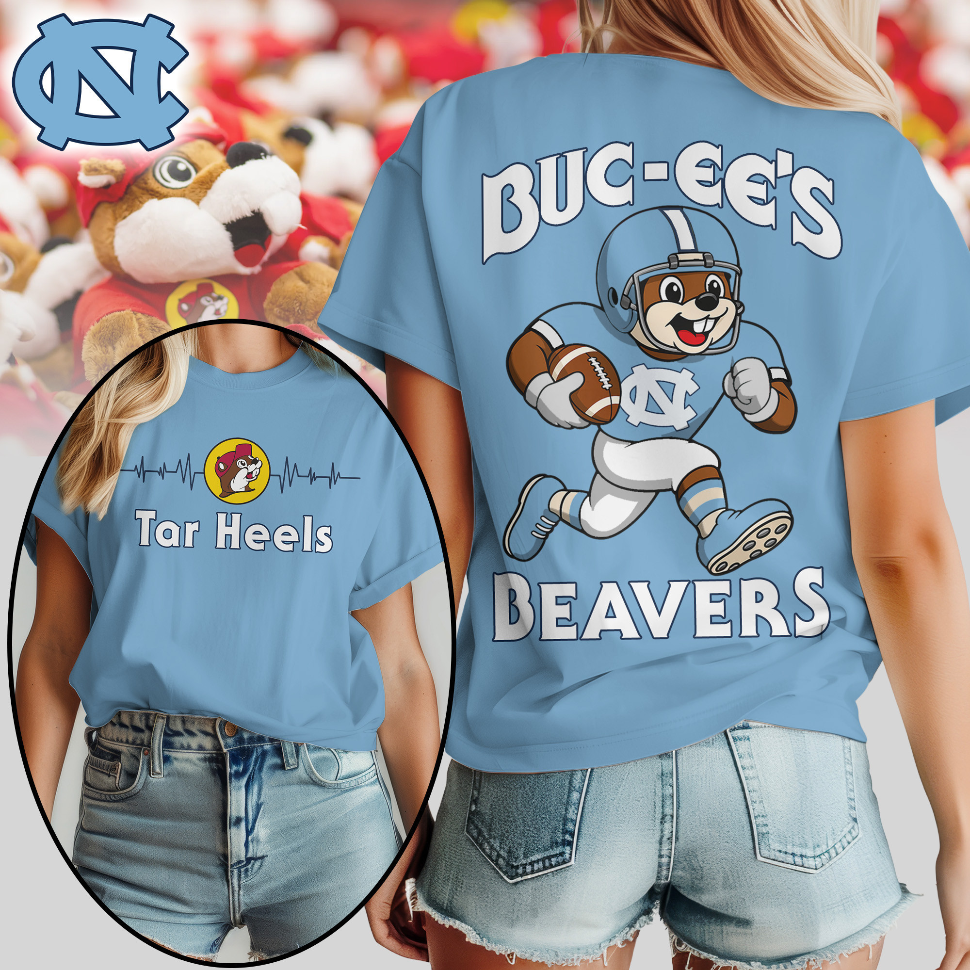 North Carolina Tar Heels | Premium NCAA Buc-ee’s Beavers Women’s Shirt TTH2105134 - Image 2