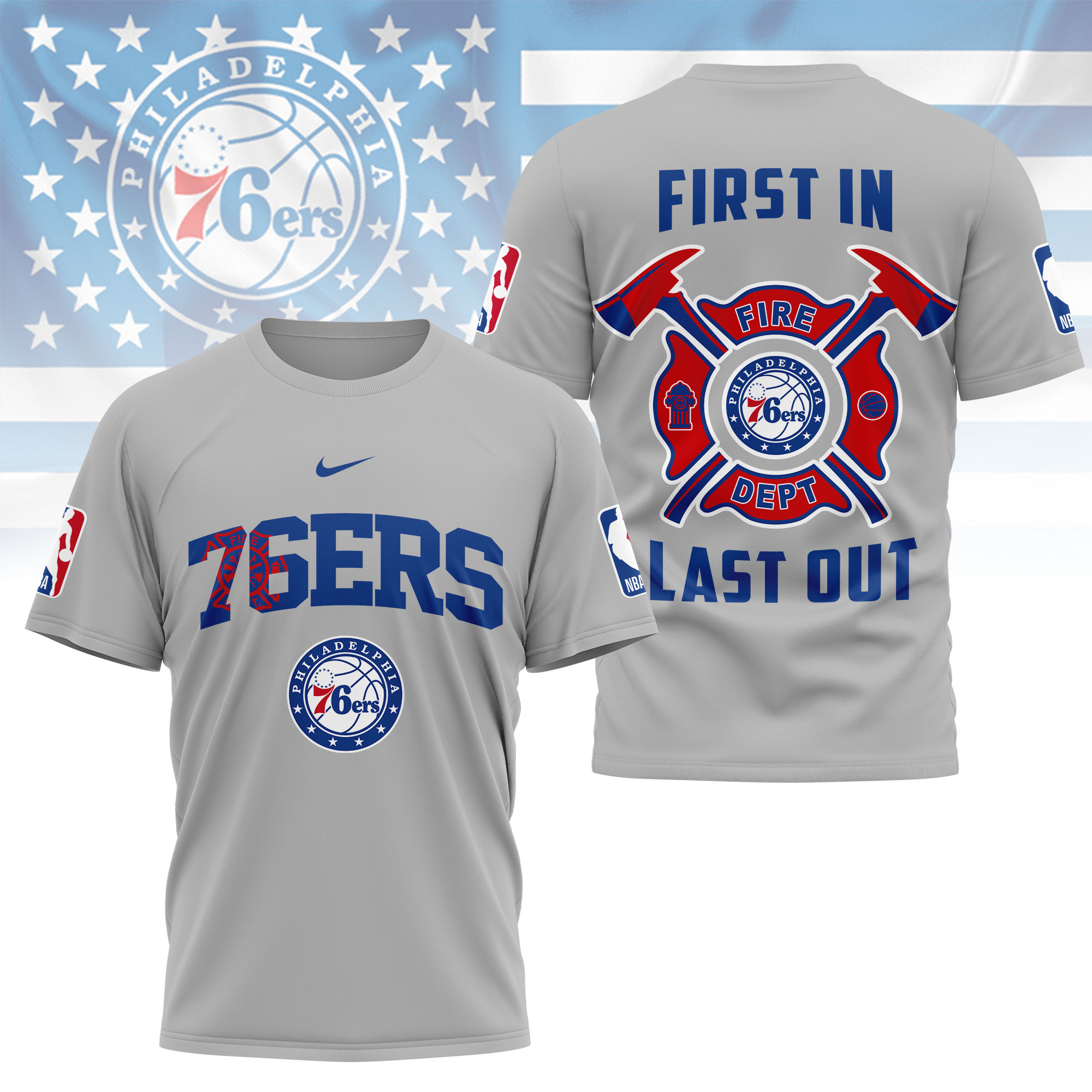 Philadelphia 76ers | Premium NBA Fire Dept 3D Shirt TTH2105112 - Image 2