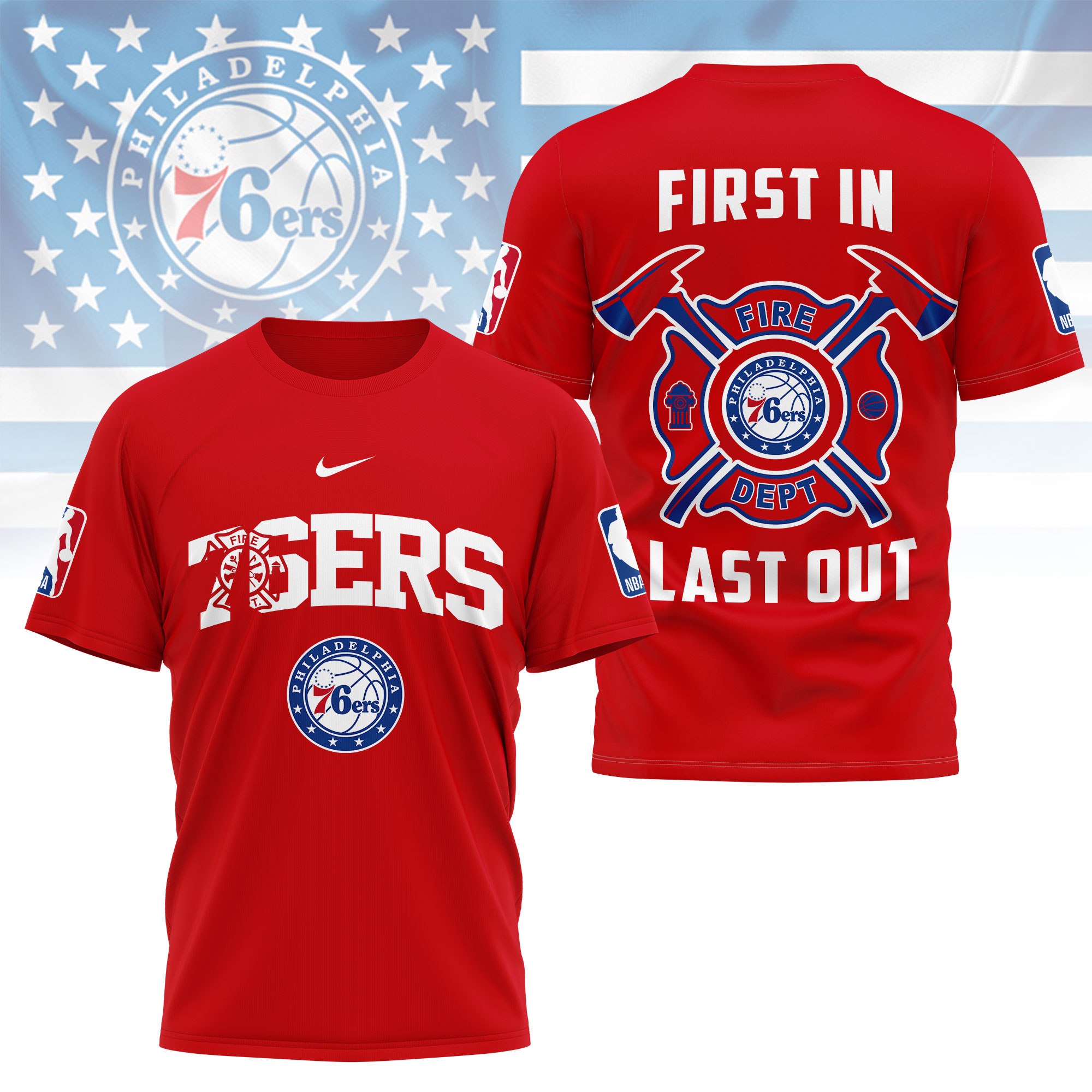 Philadelphia 76ers | Premium NBA Fire Dept 3D Shirt TTH2105112 - Image 4