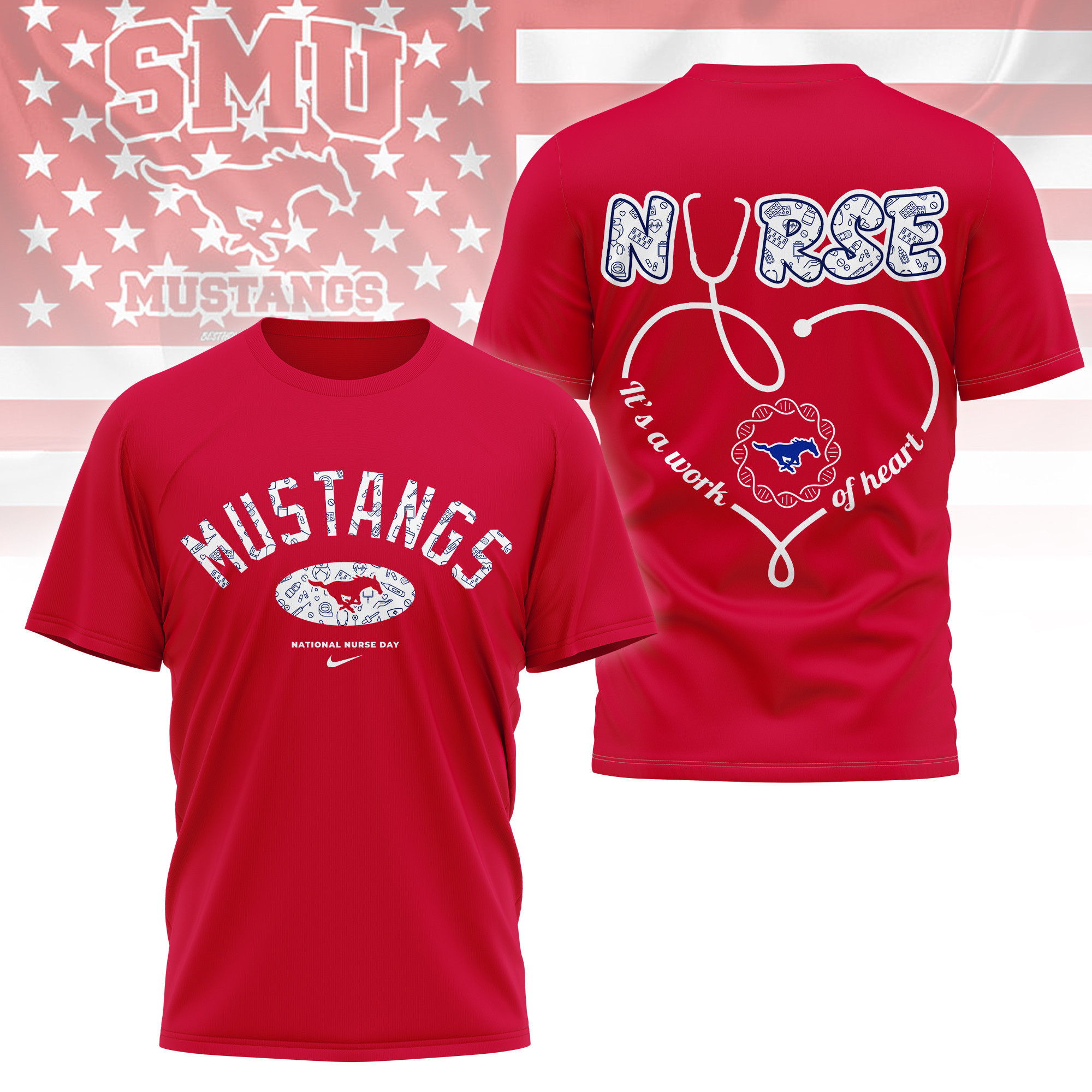 SMU Mustangs | Premium Nurse Appreciation Day 3D Shirt TTH2105135 - Image 3