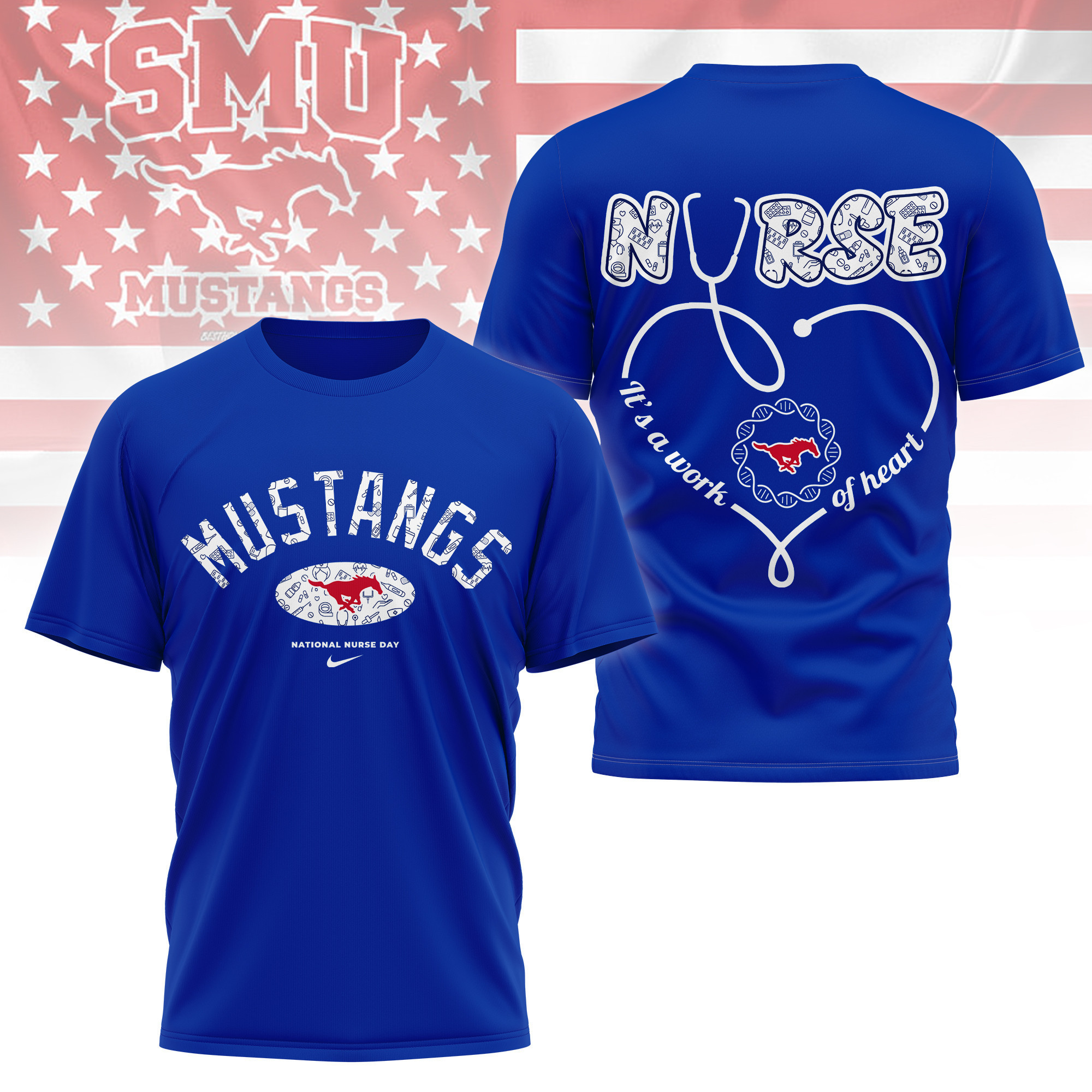 SMU Mustangs | Premium Nurse Appreciation Day 3D Shirt TTH2105135 - Image 4