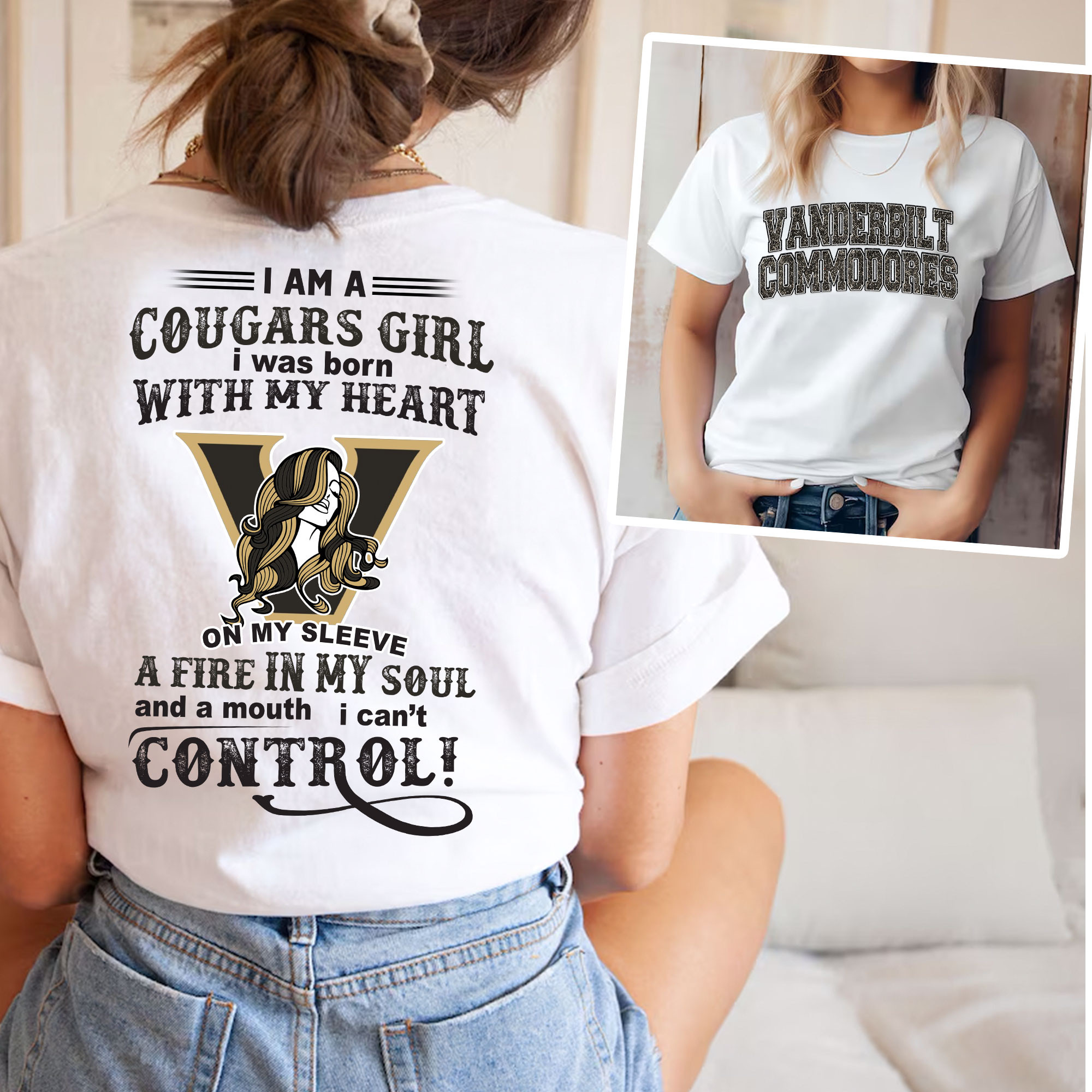 Vanderbilt Commodores | Premium NCAA Girl Fan 3D Shirt TTH2105211 - Image 2