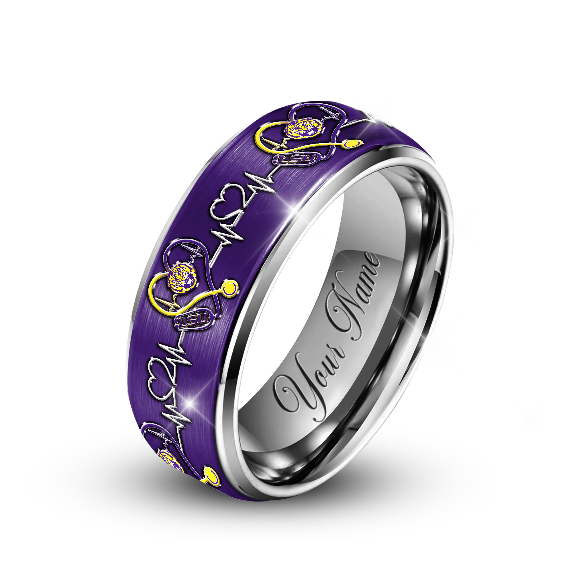 LSU Tigers | Premium Silver Tungsten Nurse Ring – Perfect Gift For Fan TTH2105114 - Image 2