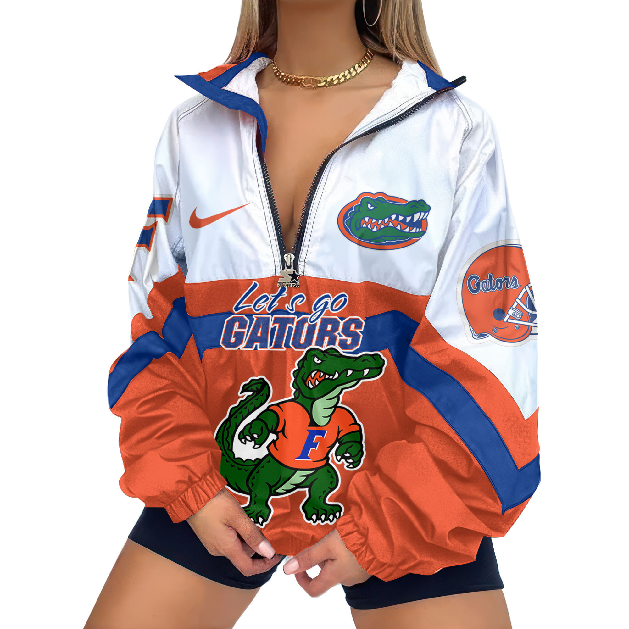 Florida Gators | Premium Women’s Printed V-Neck Zipper Sweatshirt Jackets TTH2105117