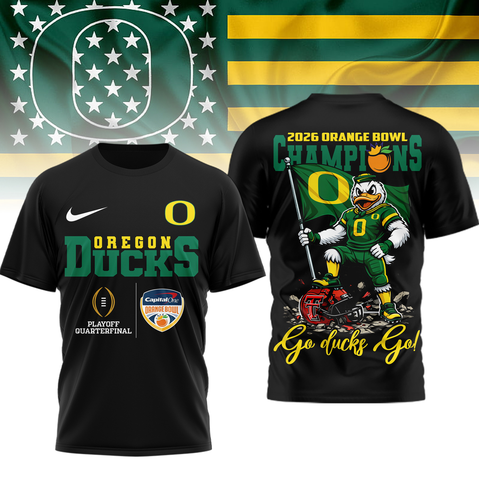 Oregon Ducks | Premium NCAA 2026 Orange Bowl Champions 3D Shirt TTH2105207