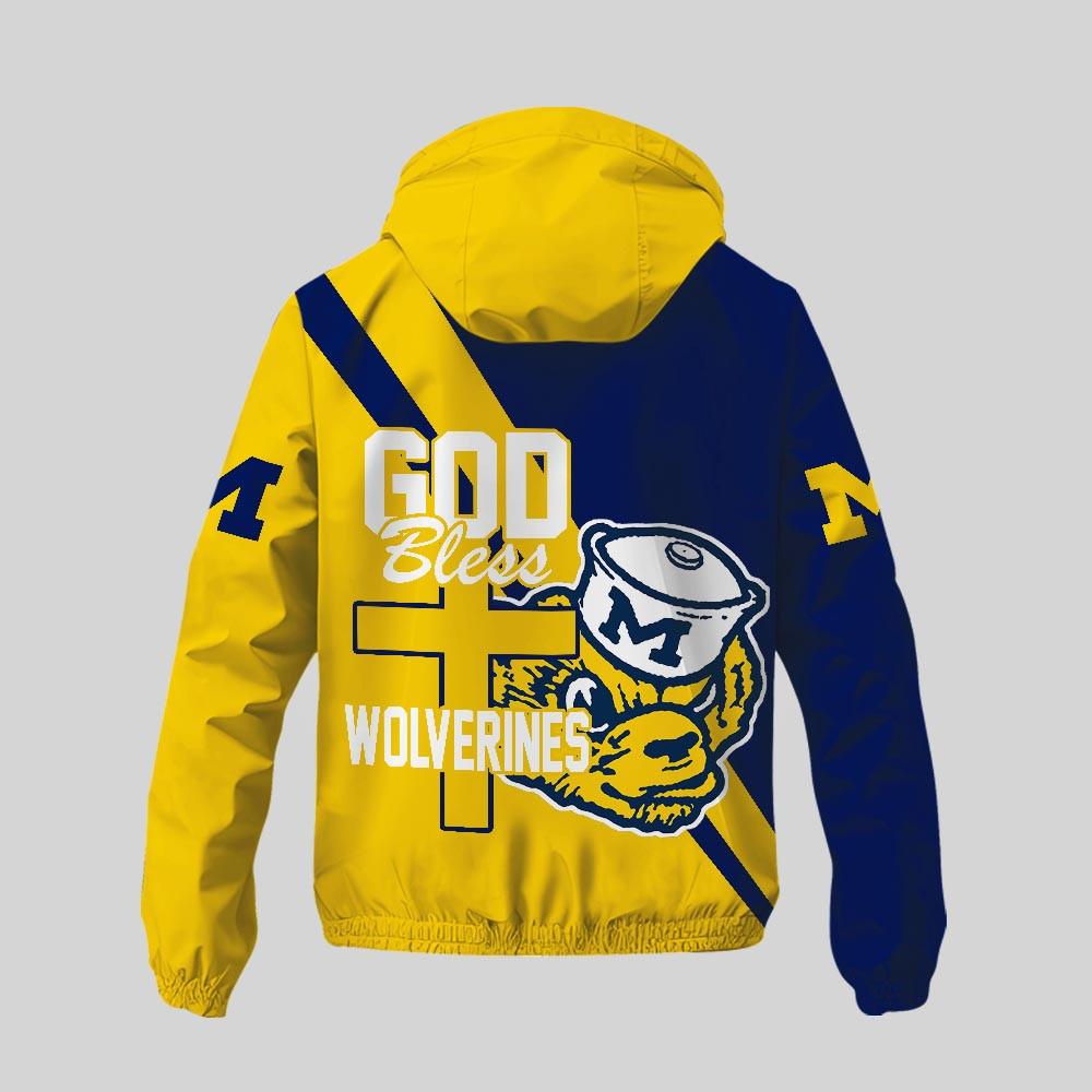 Michigan Wolverines | Premium NCAA God Bless My Team Windbreaker Jacket TTH2105158