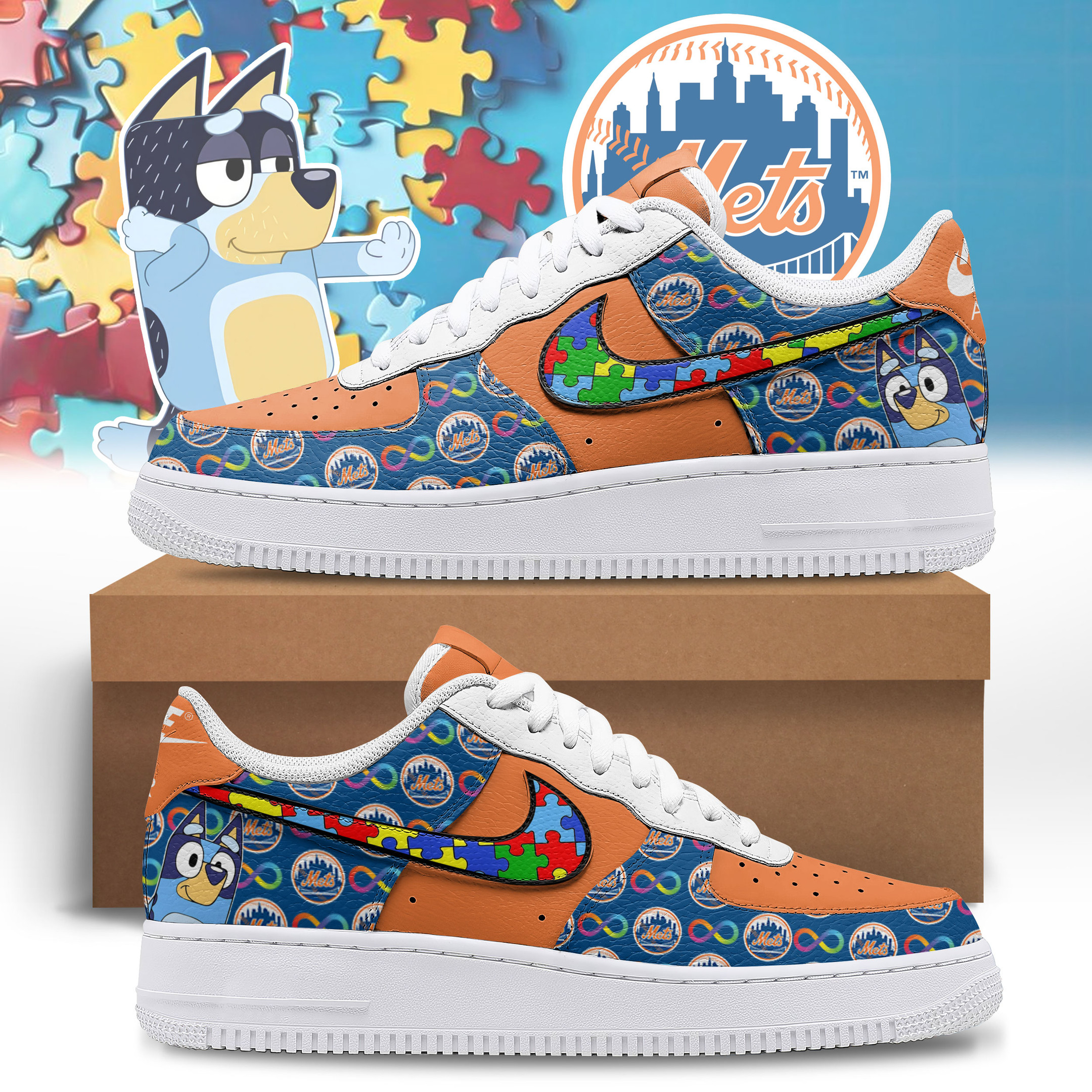 New York Mets – Premium MLB Everyone Plays AF1 Shoes – Limited Edition TTH190513 - Image 2