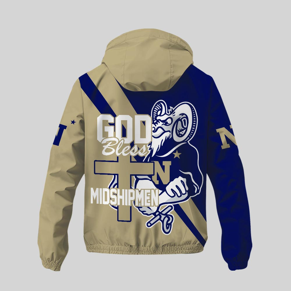 Navy Midshipmen | Premium NCAA God Bless My Team Windbreaker Jacket TTH2105158