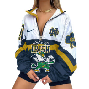 Notre Dame Fighting Irish | Premium Women’s Printed V-Neck Zipper Sweatshirt Jackets TTH2105117