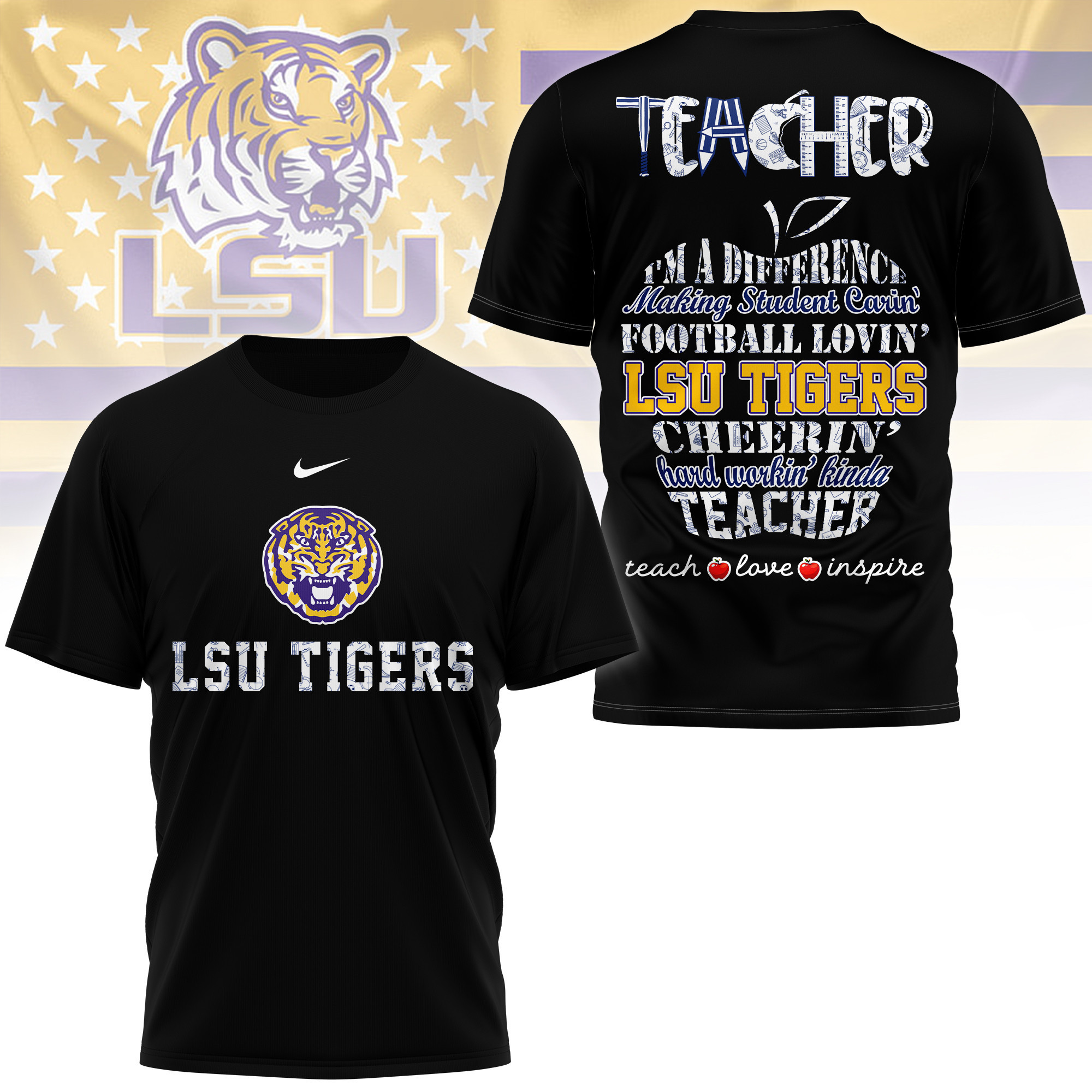 LSU Tigers | Premium Teacher Pride 3D Shirt TTH210586 - Image 2