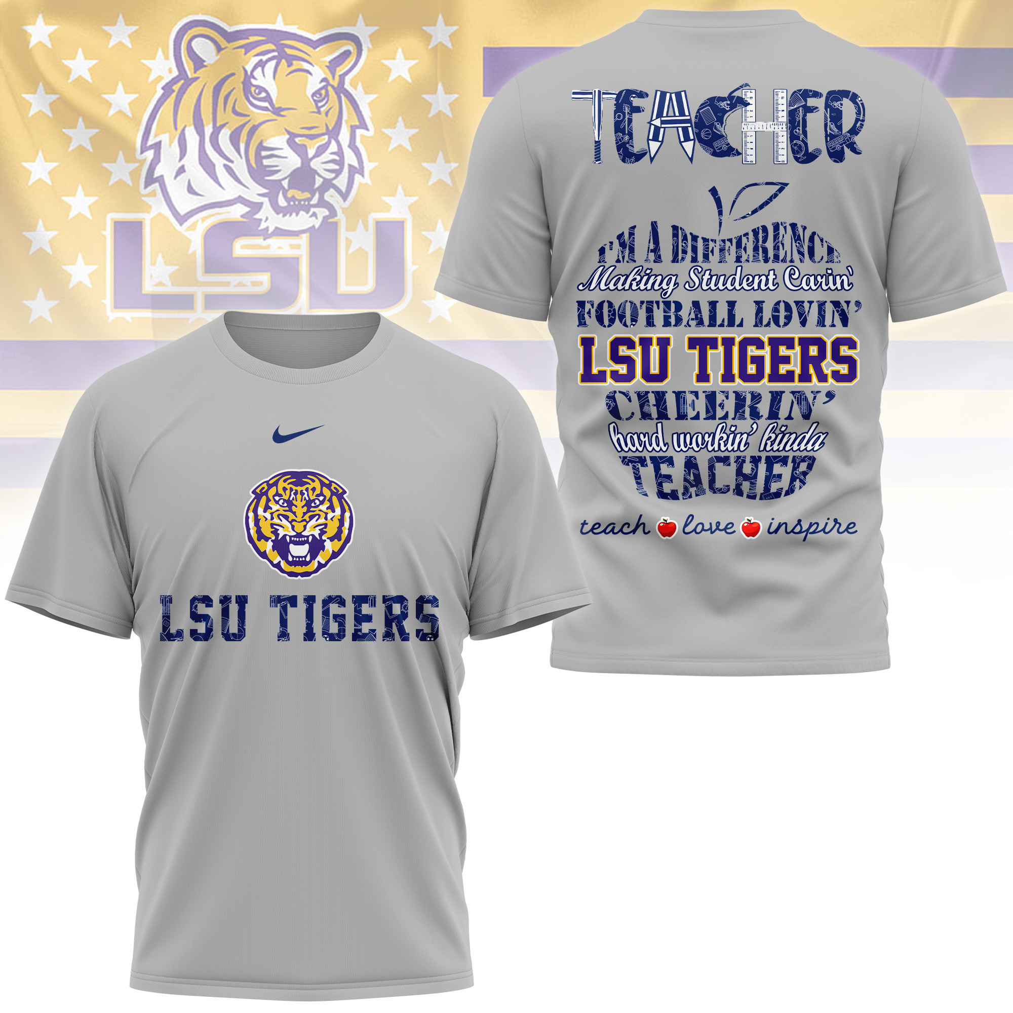 LSU Tigers | Premium Teacher Pride 3D Shirt TTH210586 - Image 3