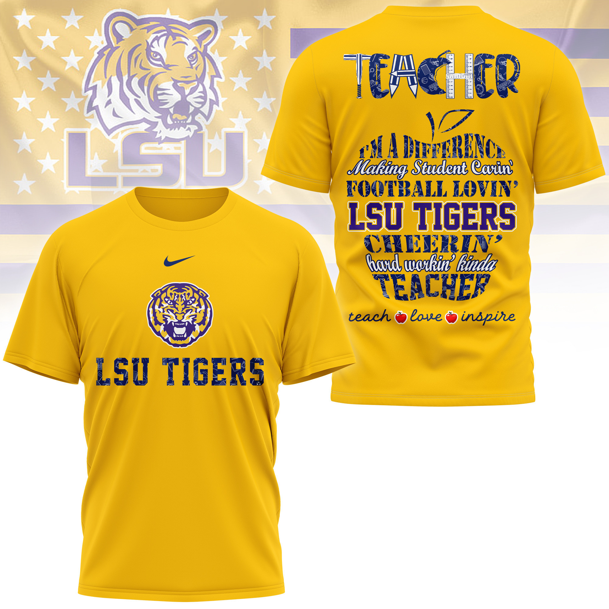 LSU Tigers | Premium Teacher Pride 3D Shirt TTH210586 - Image 4