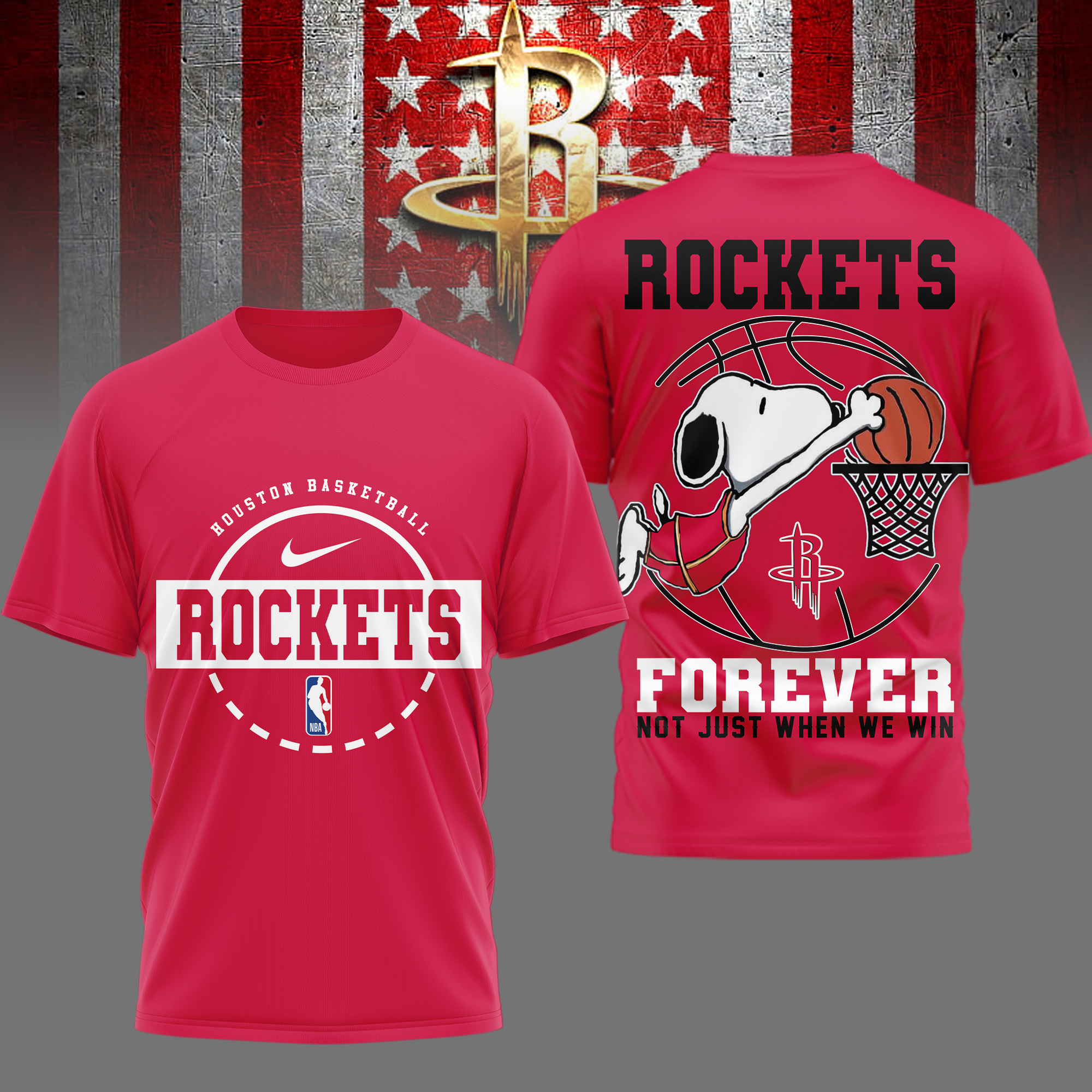 Houston Rockets | Premium NBA Snoopy Forever Loyal 3D Shirt TTH2105113 - Image 2