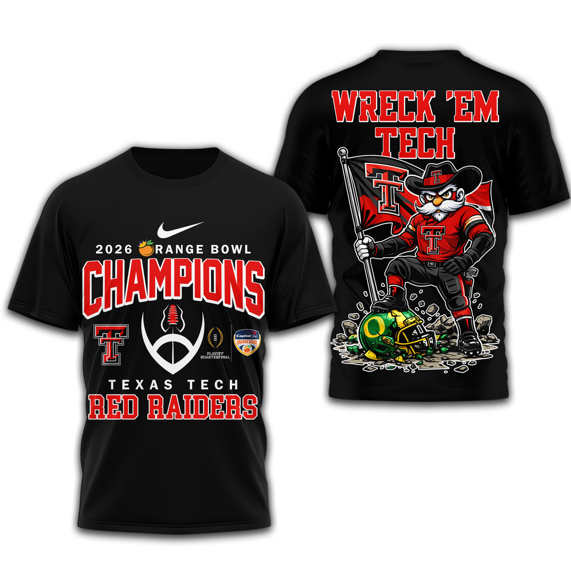 Texas Tech Red Raiders | Premium NCAA 2026 Orange Bowl Champions 3D Shirt TTH2105207