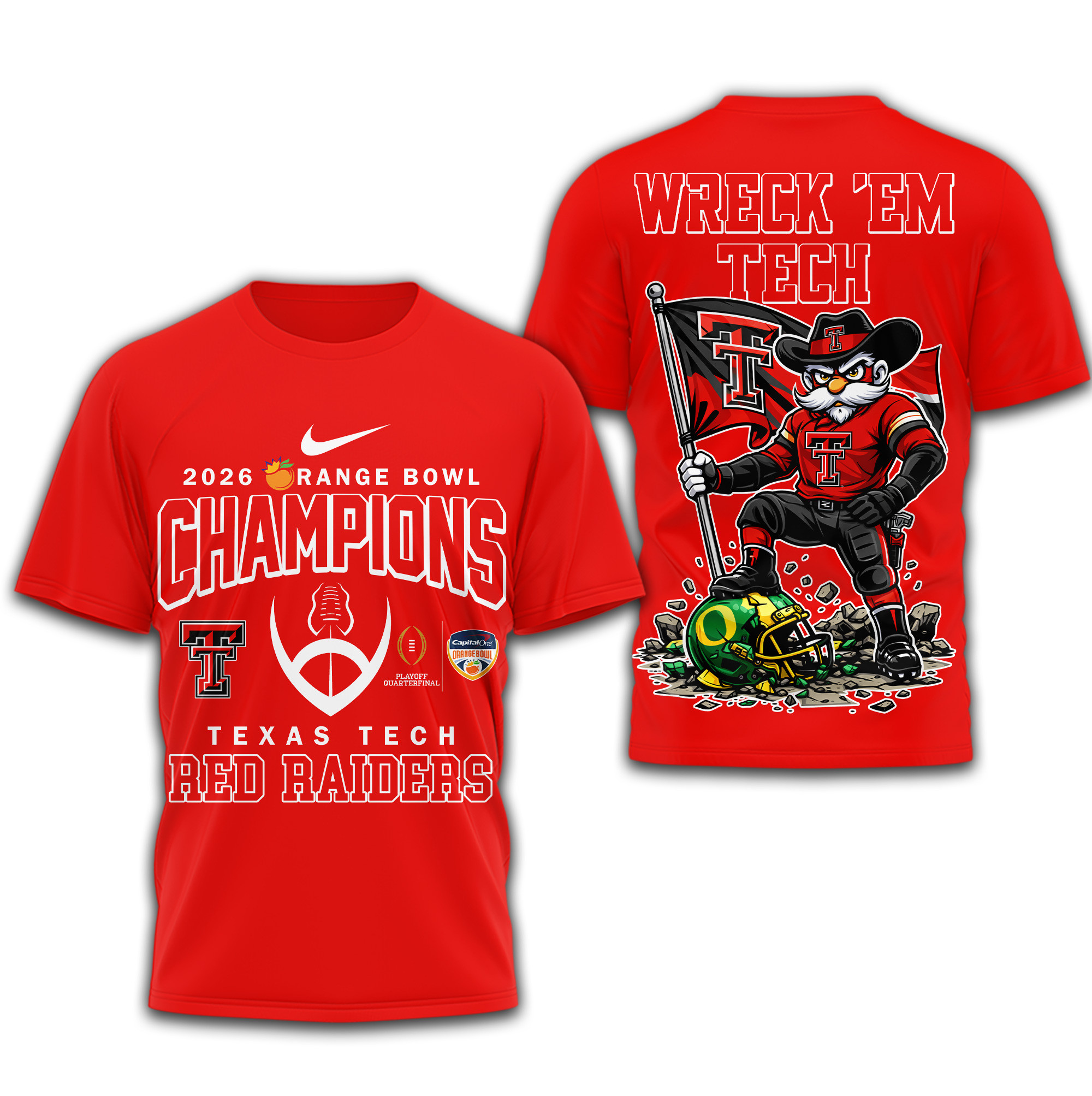 Texas Tech Red Raiders | Premium NCAA 2026 Orange Bowl Champions 3D Shirt TTH2105207 - Image 2