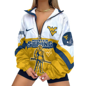 West Virginia Mountaineers | Premium Women’s Printed V-Neck Zipper Sweatshirt Jackets TTH2105117