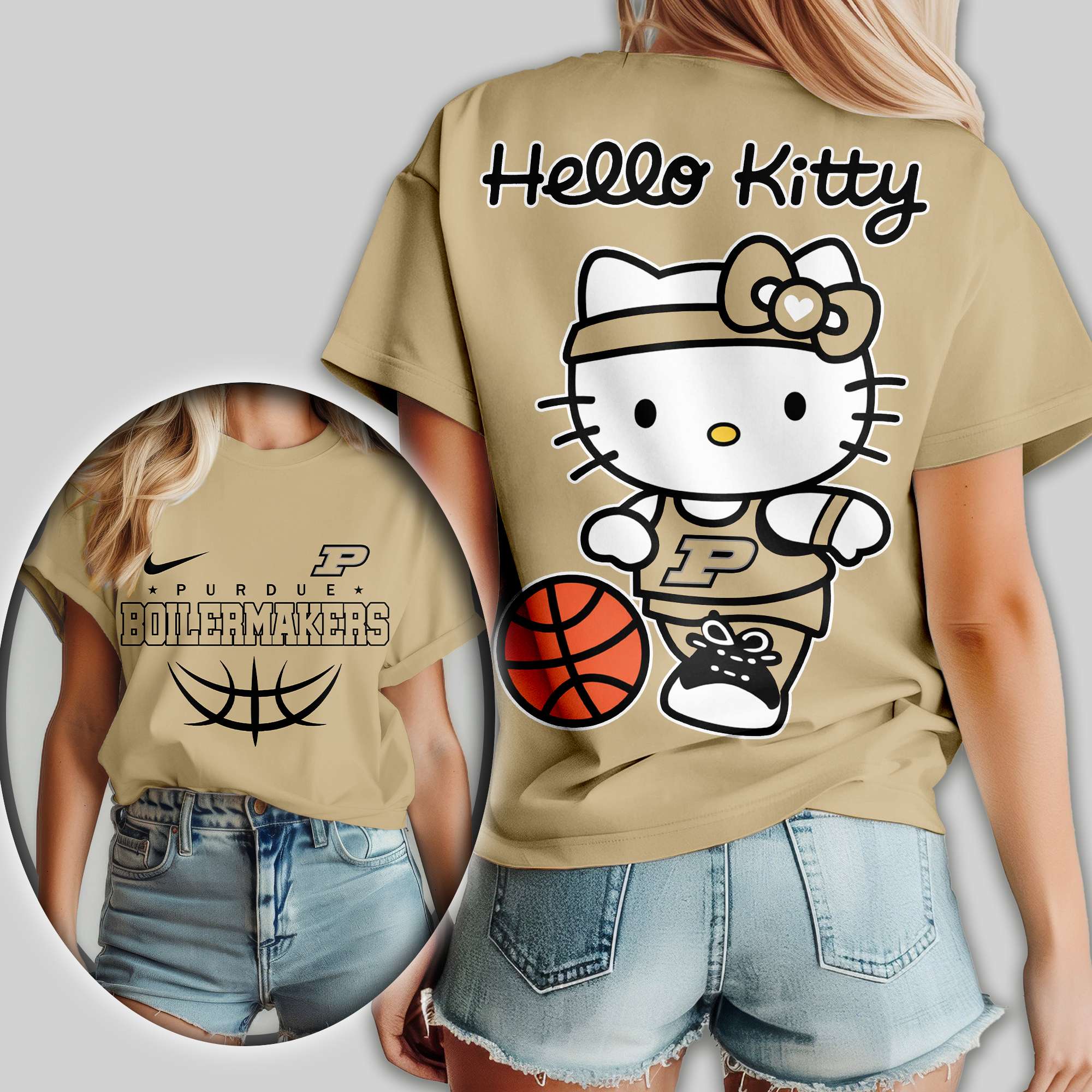 Purdue Boilermakers | Premium NCAA Hello Kitty Basketball Women Shirt TTH2105119 - Image 2
