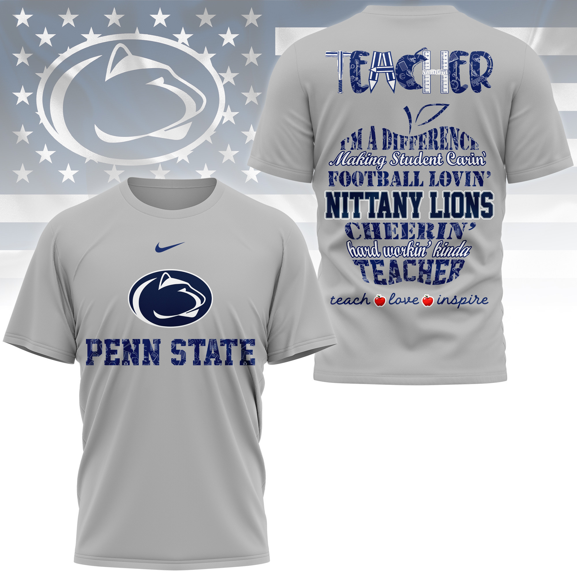 Penn State Nittany Lions | Premium Teacher Pride 3D Shirt TTH2105261 - Image 3