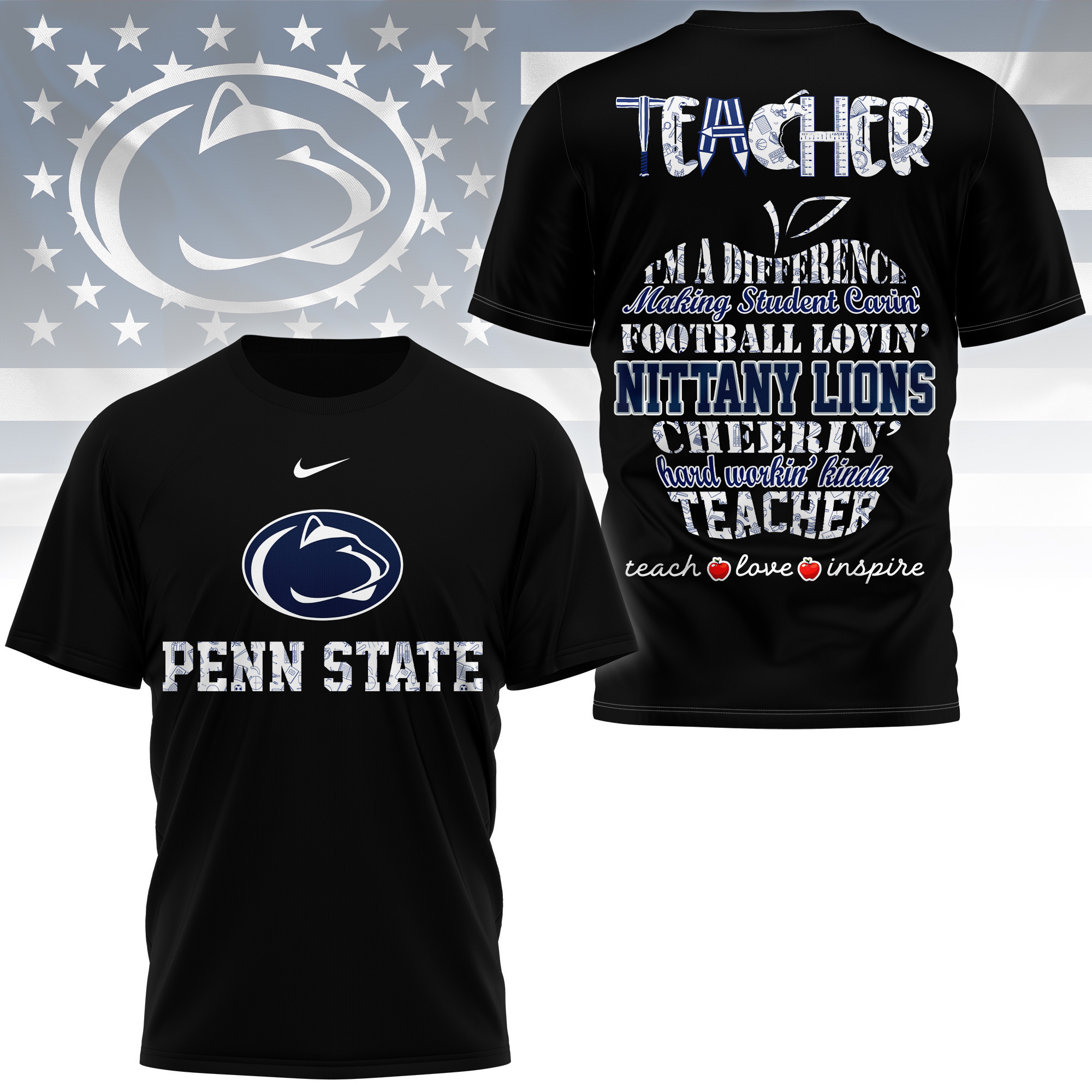 Penn State Nittany Lions | Premium Teacher Pride 3D Shirt TTH2105261 - Image 2