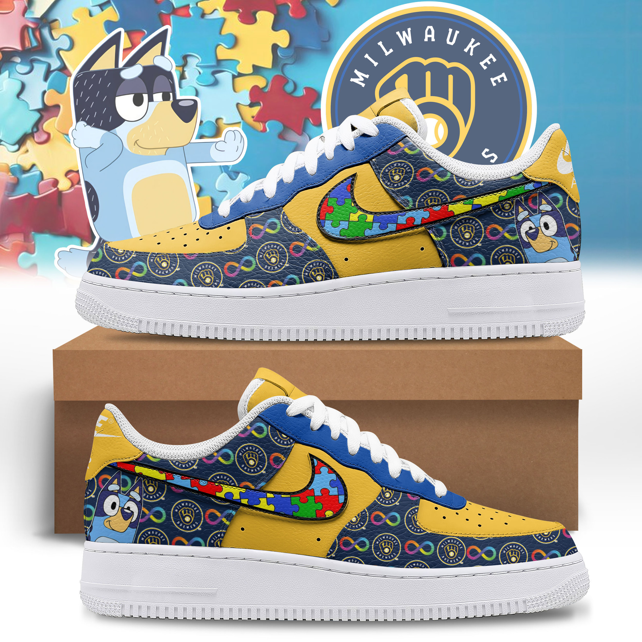 Milwaukee Brewers – Premium MLB Everyone Plays AF1 Shoes – Limited Edition TTH190513 - Image 2