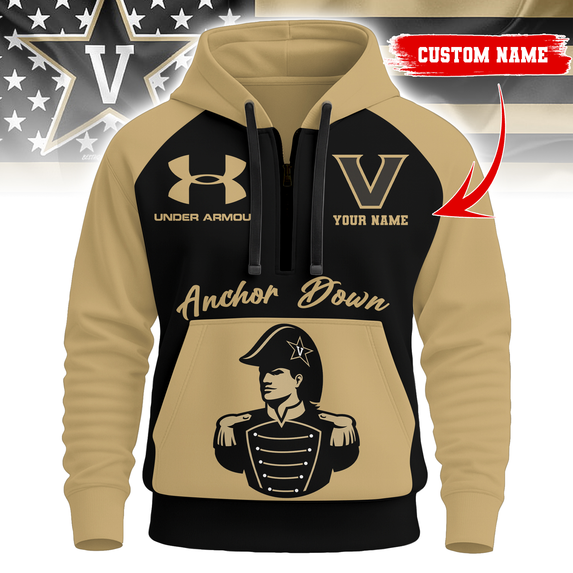Vanderbilt Commodores | Premium NCAA Under Armour Halfzip Hoodie TTH2105109 - Image 2