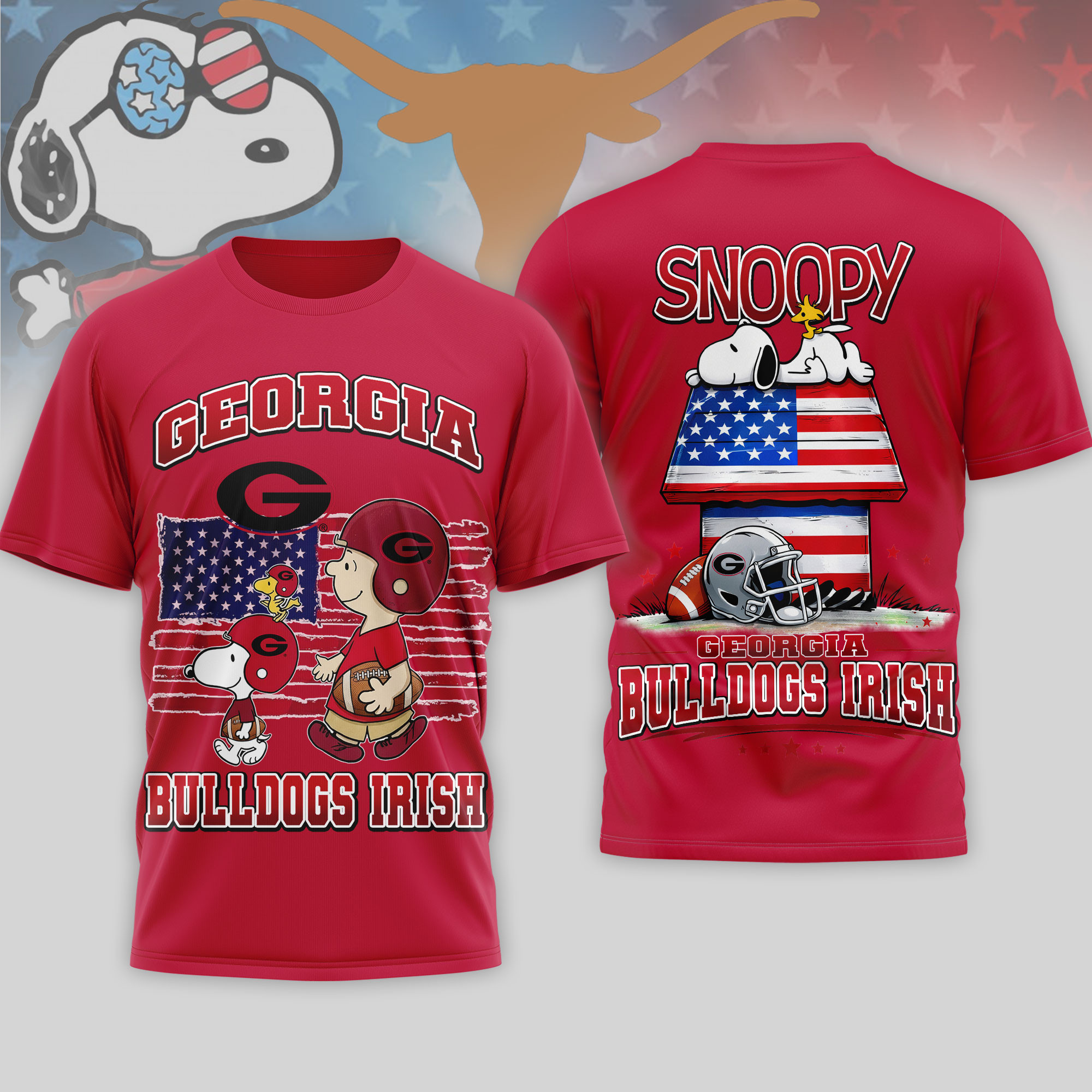 Georgia Bulldogs | Premium NCAA America 250 with Snoopy 3D Shirt TTH2105126 - Image 4