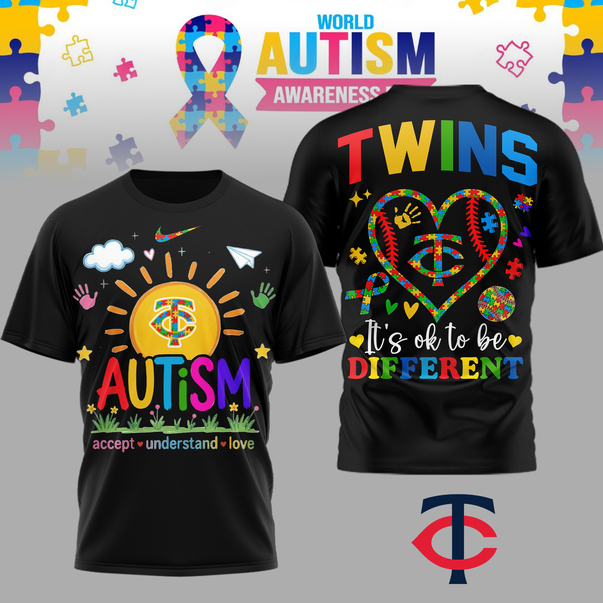 Minnesota Twins | Premium MLB Autism Acceptance 3D Shirt TTH2105151