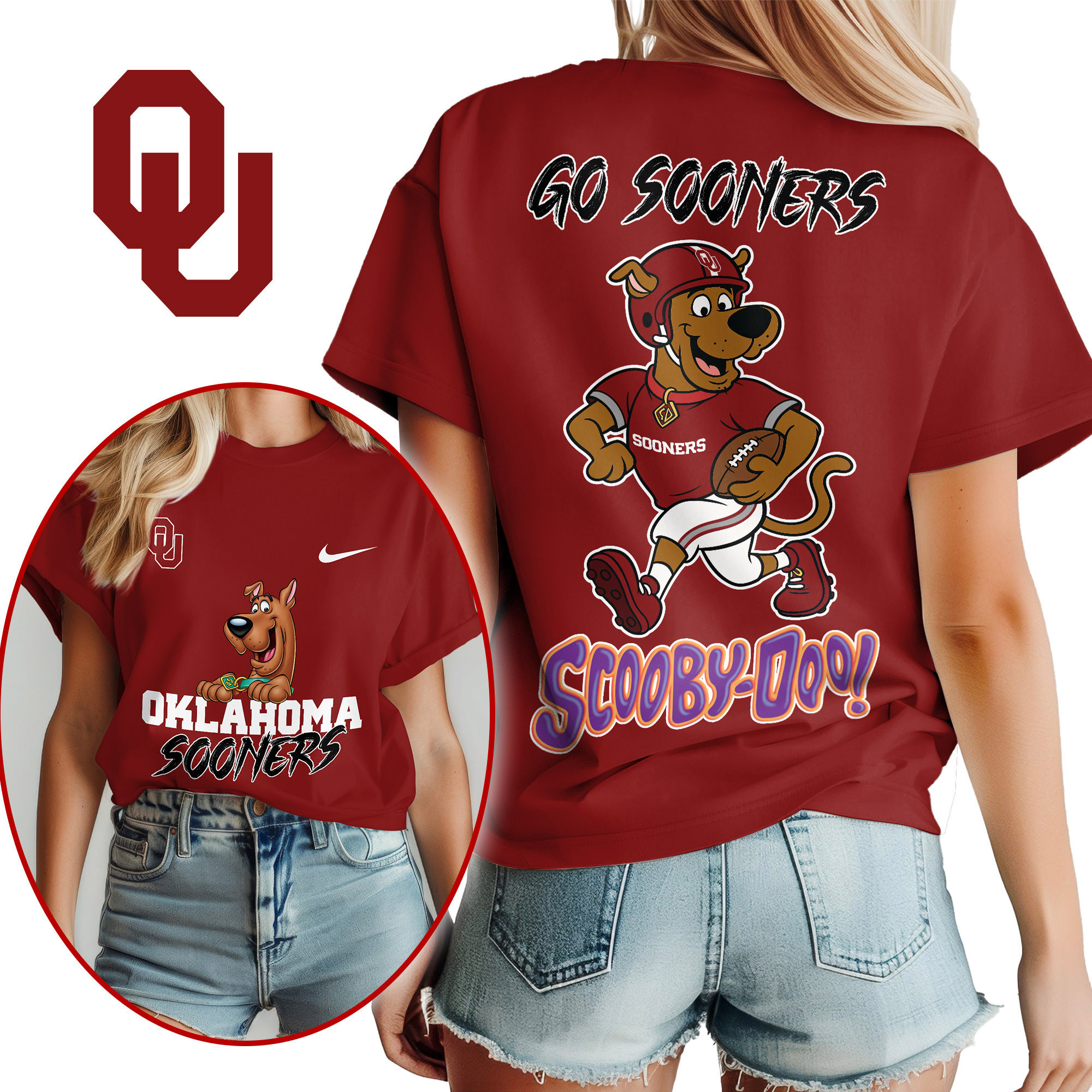 Oklahoma Sooners | Premium NCAA Scooby-Doo Fan Women’s Shirt TTH2105171 - Image 2