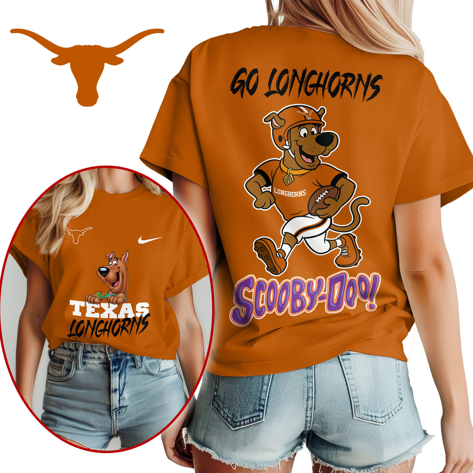 Texas Longhorns | Premium NCAA Scooby-Doo Fan Women’s Shirt TTH210595 - Image 2
