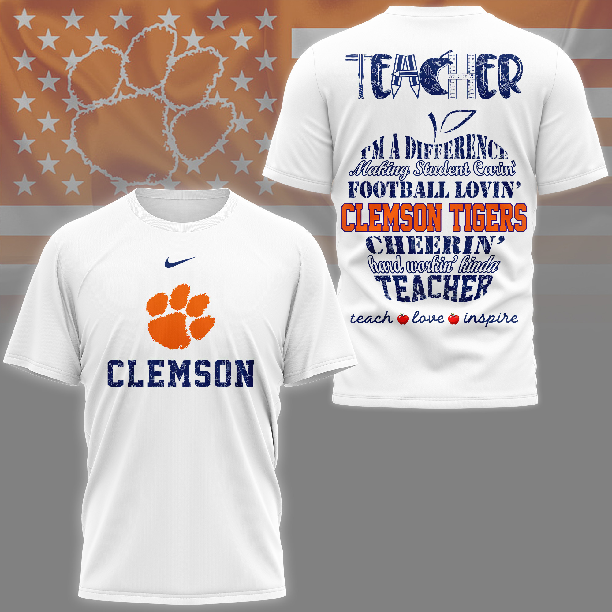 Clemson Tigers | Premium Teacher Pride 3D Shirt TTH2105261