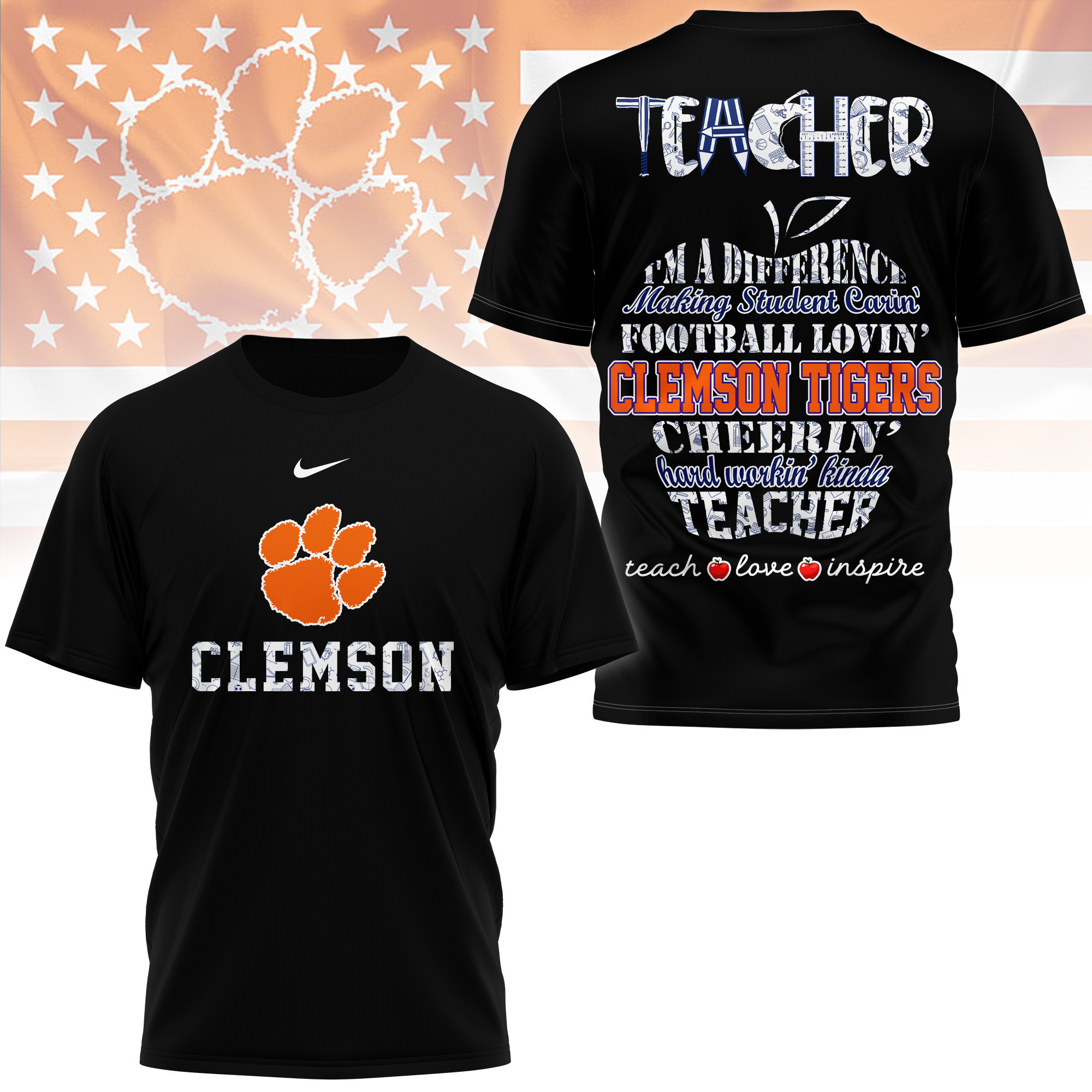 Clemson Tigers | Premium Teacher Pride 3D Shirt TTH2105261 - Image 2