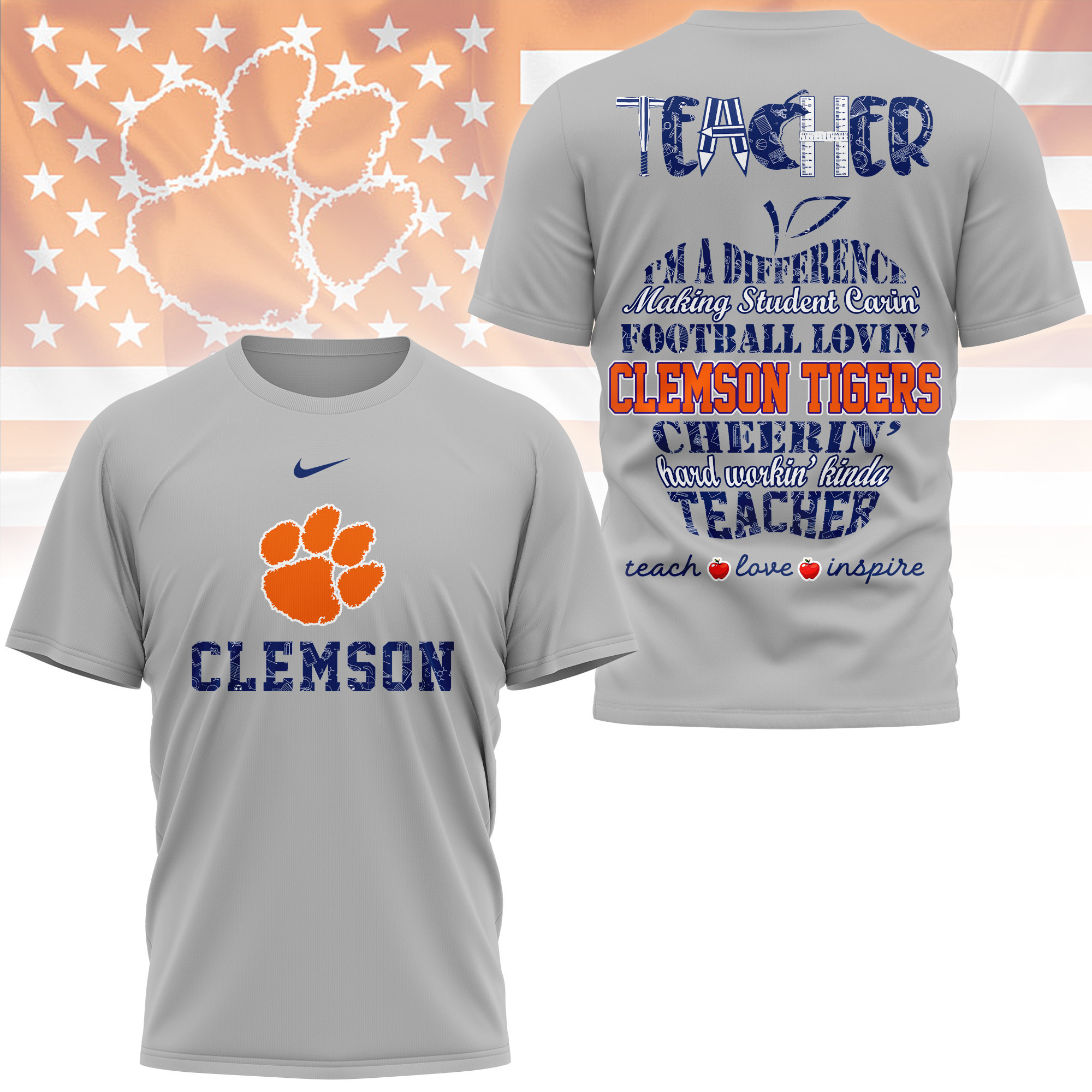 Clemson Tigers | Premium Teacher Pride 3D Shirt TTH2105261 - Image 3